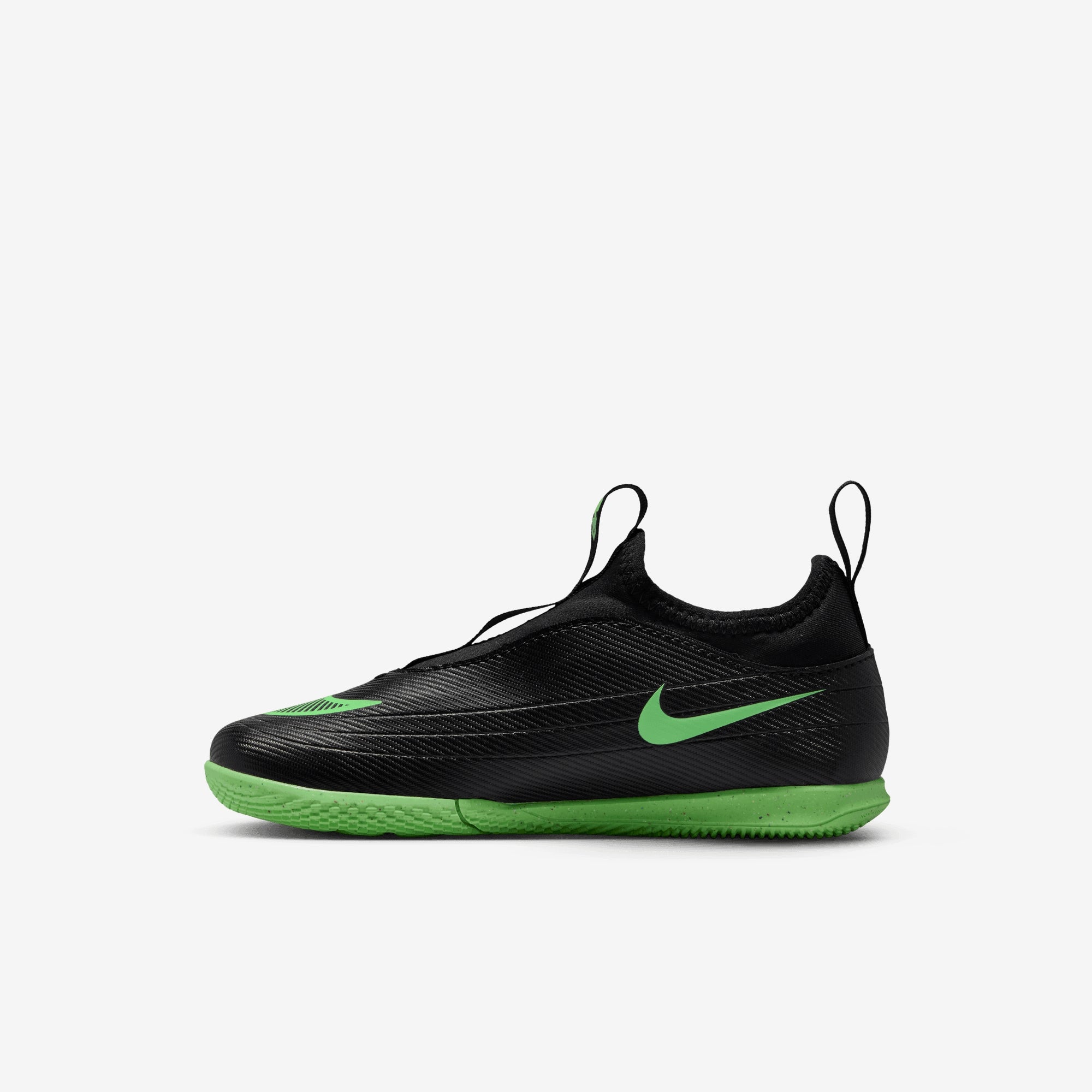 Nike Jr. Mercurial Vapor 17 Club Little Kids' Indoor/Court Low-Top Soccer Shoes - Black/Illusion Green-Black