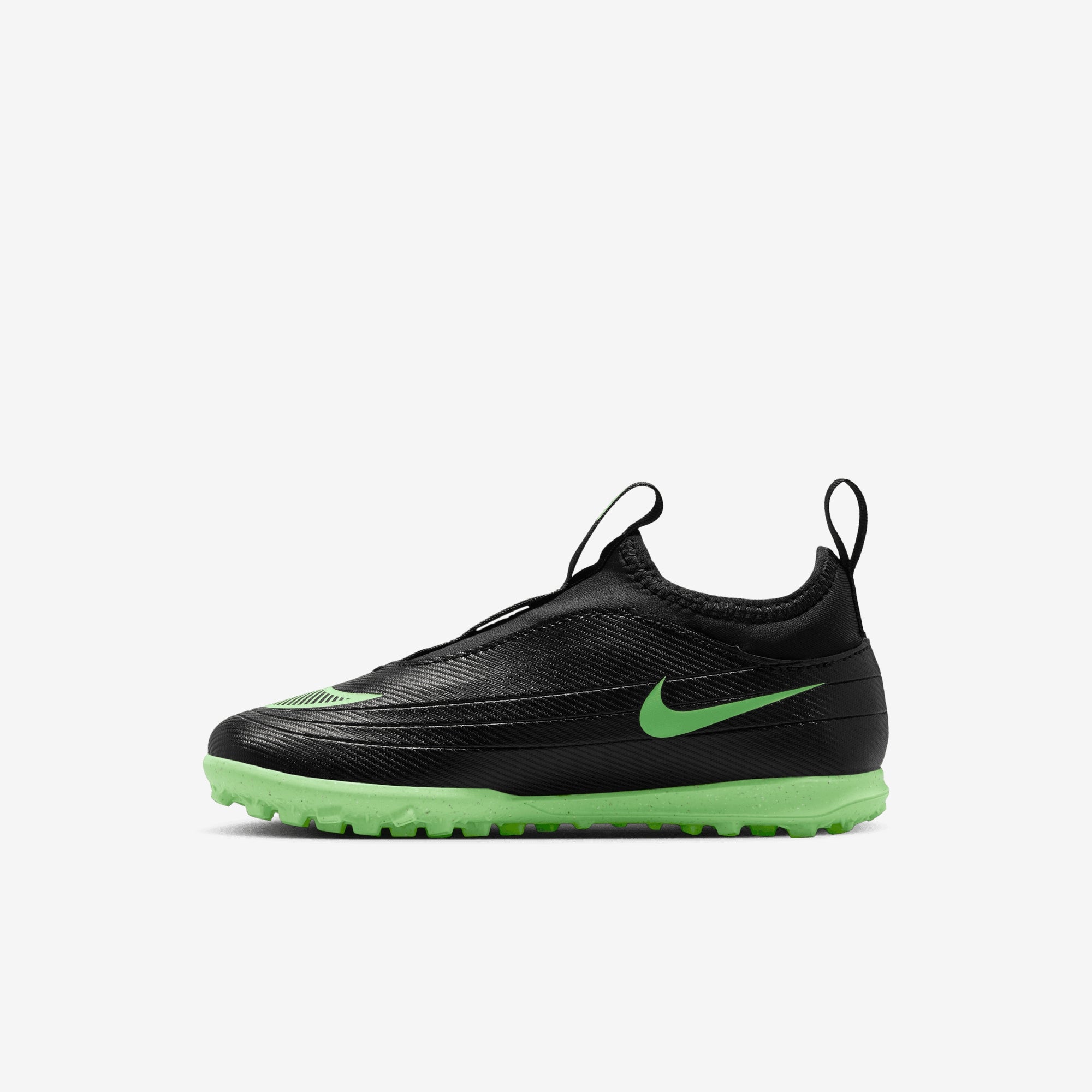 Nike Jr. Mercurial Vapor 17 Club Little Kids' Turf Low-Top Soccer Shoes - Black/Illusion Green-Black