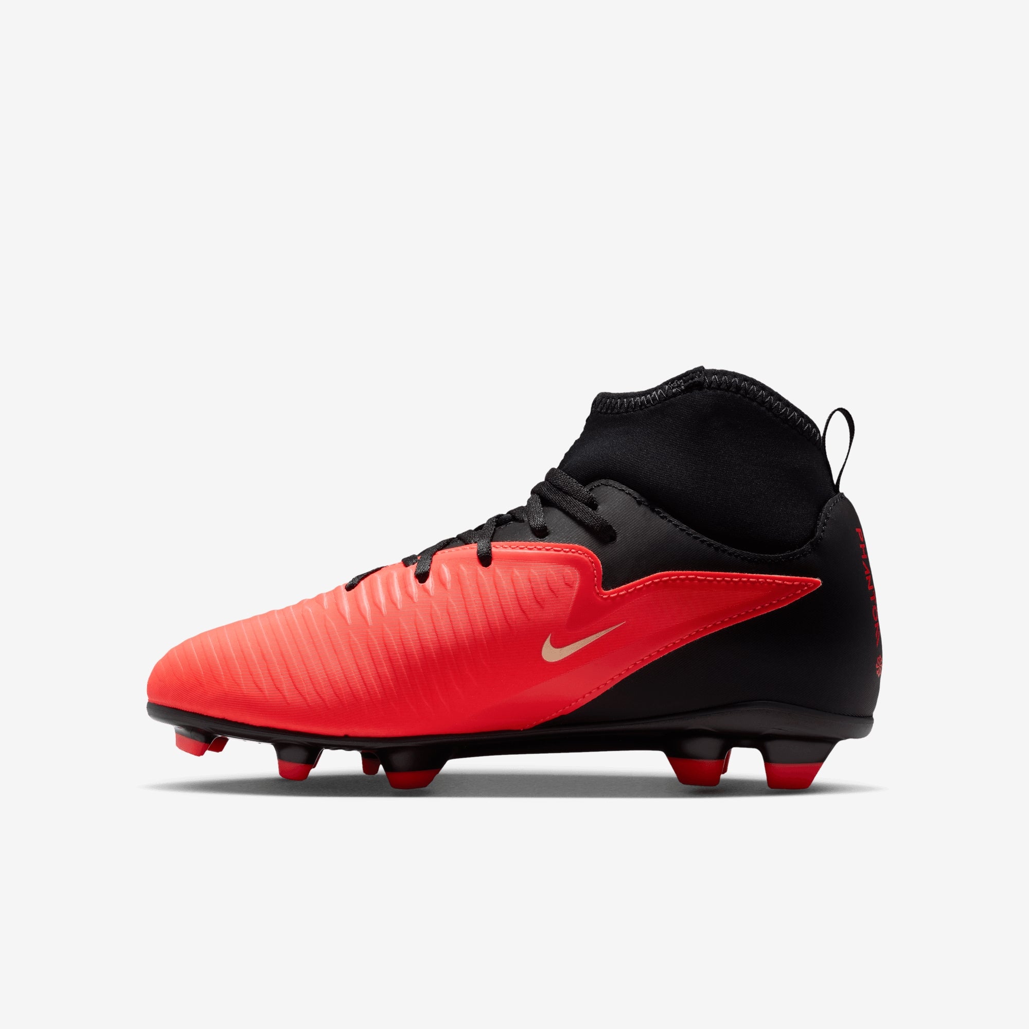 Nike Jr. Phantom 6 High Club Big Kids' Multi-Ground Soccer Cleats - Bright Crimson/Black-Bright Crimson