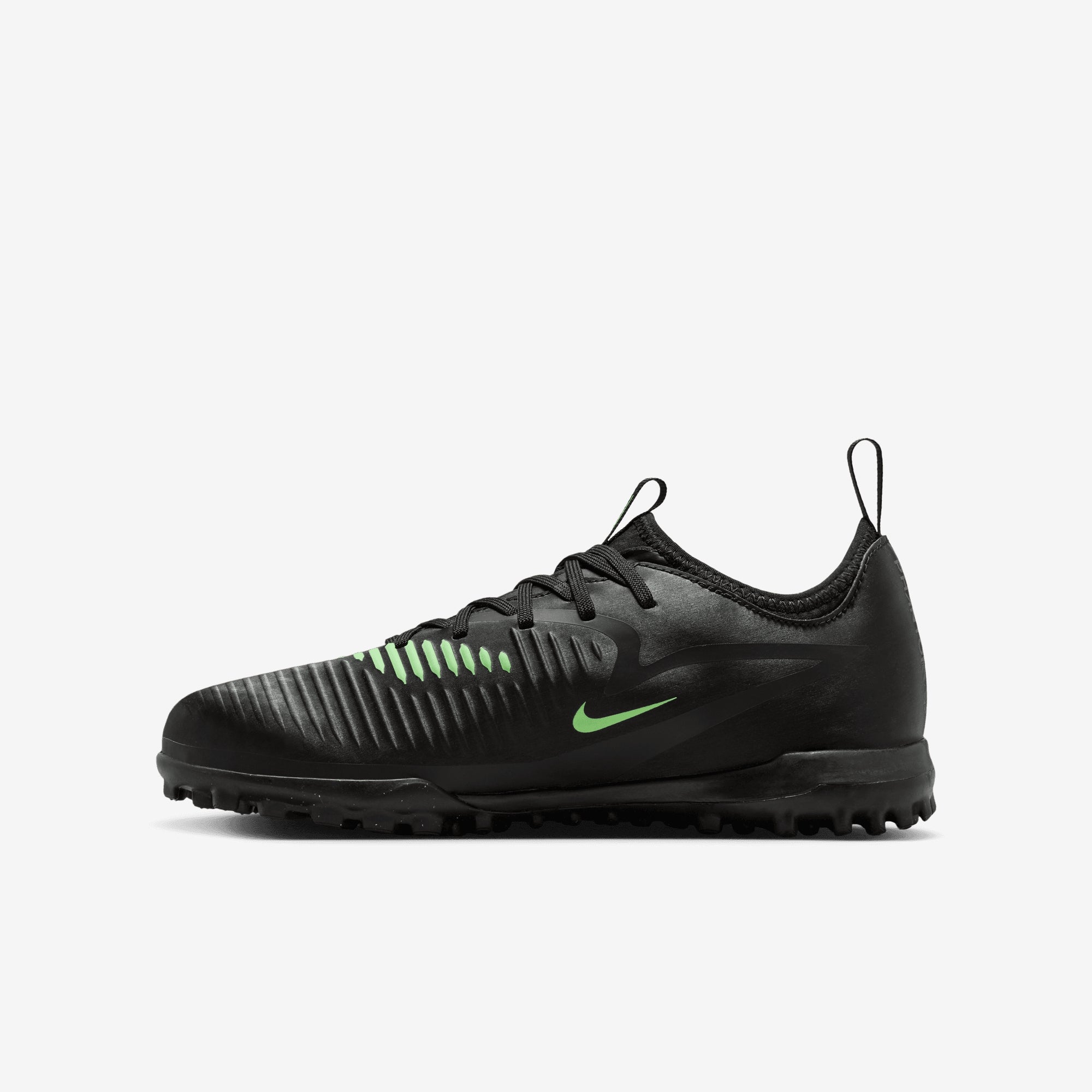 Nike Jr. Phantom 6 Low Academy Big Kids' Turf Soccer Shoes - Black/Illusion Green-Black