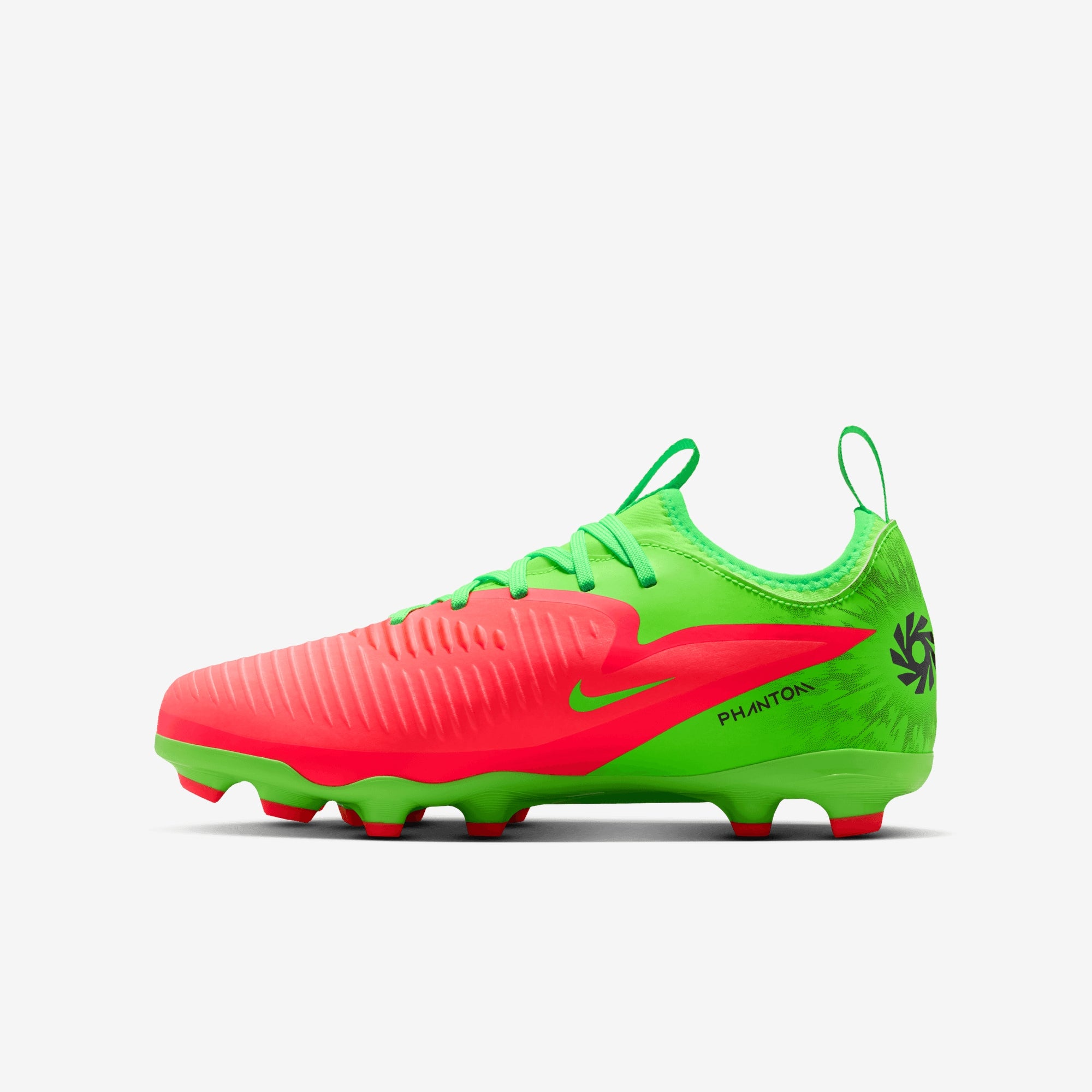 Nike Jr. Phantom 6 Low Academy Erling Haaland Big Kids' Multi-Ground Soccer Cleats - Hot Punch/Black-Green Strike