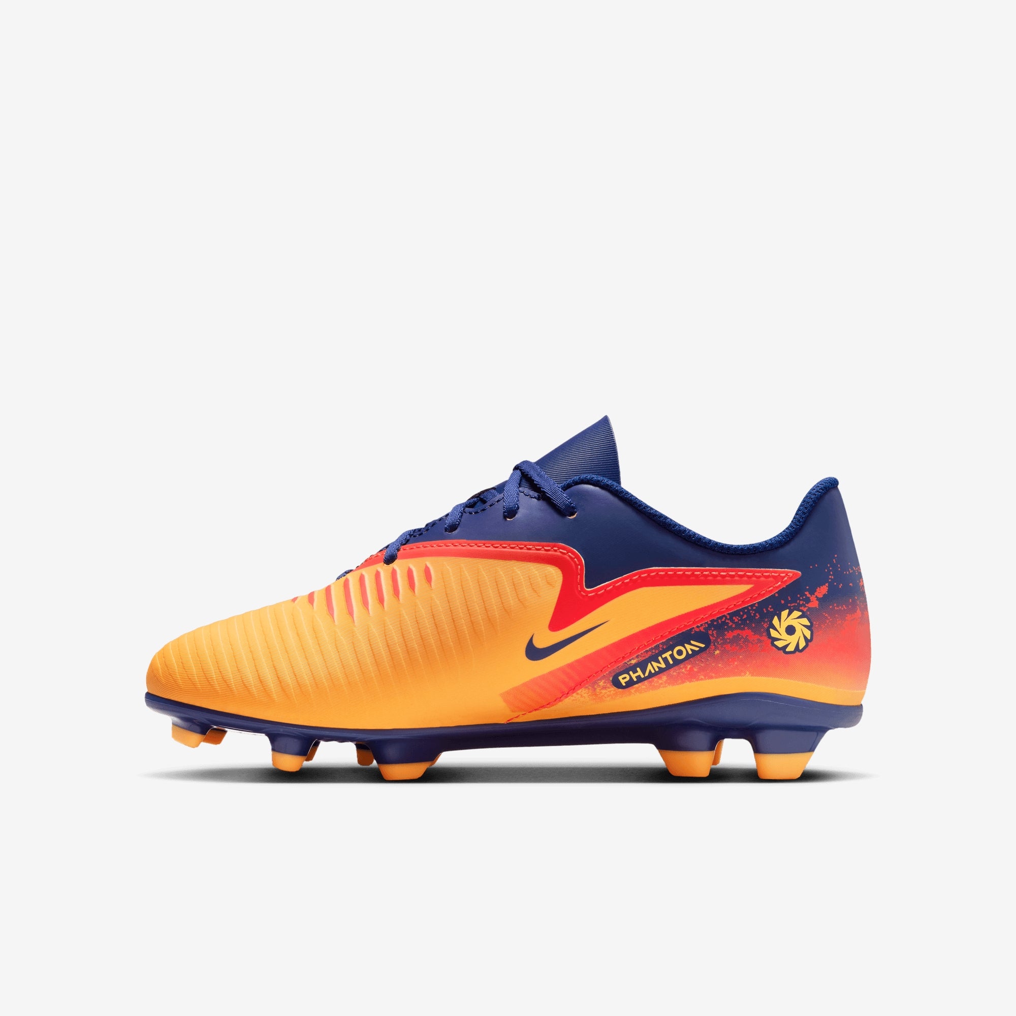 Nike Jr. Phantom 6 Low Club "Erling Haaland" Big Kids' Multi-Ground Soccer Cleats - Laser Orange/Lemon Venom-Blue Void