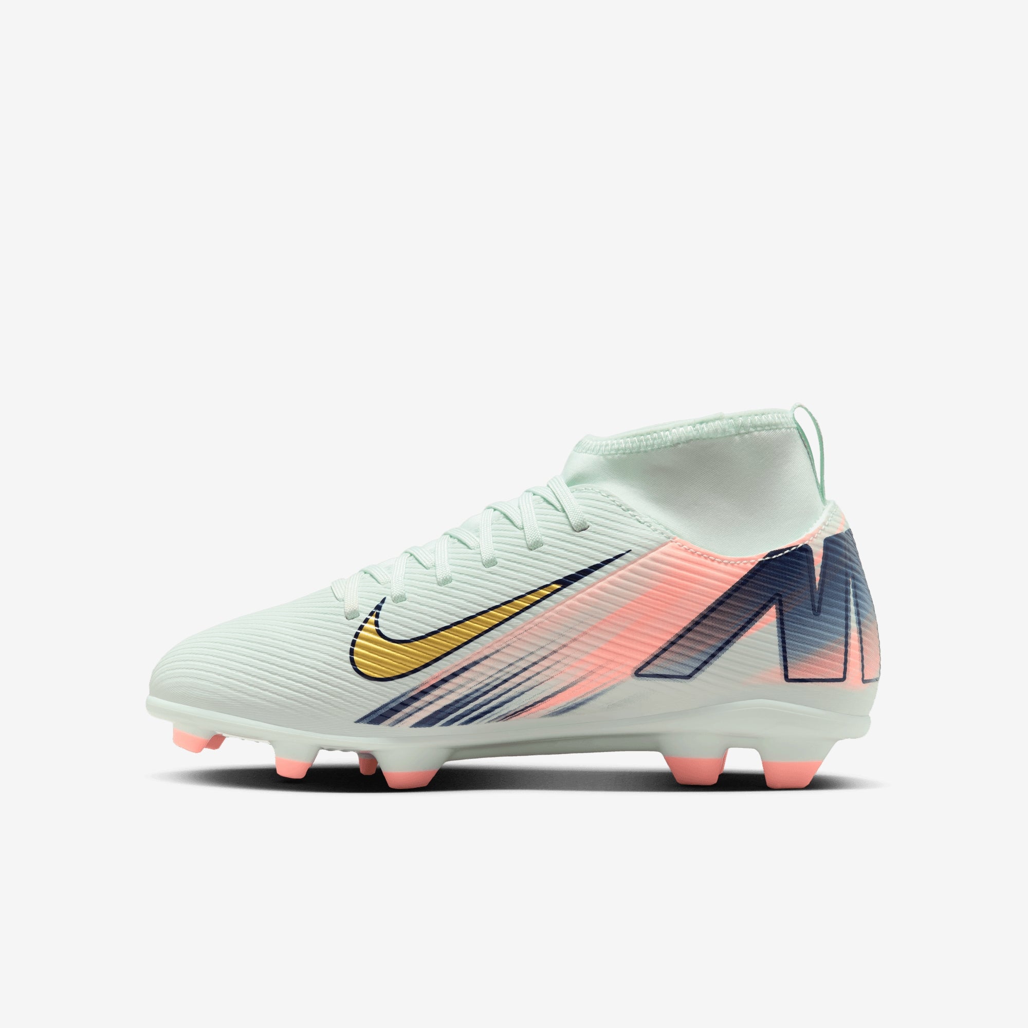 Nike Jr. Superfly 10 Club Mercurial Dream Speed Big Kids' MG High-Top Soccer Cleats - Barely Green/Mtlc Gold Coin