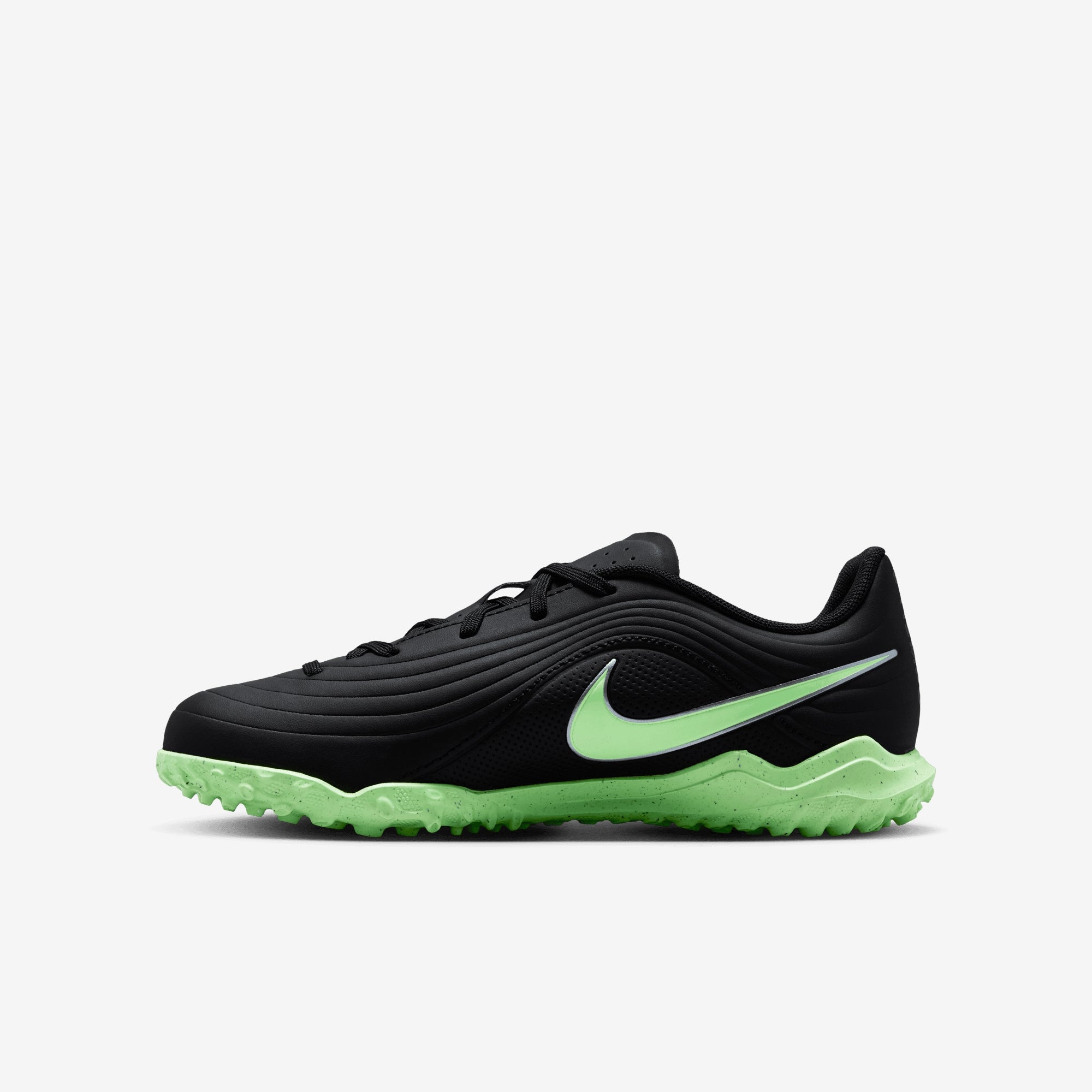 Nike Jr. Tiempo Maestro Club Big Kids Turf Low-Top Soccer Shoes - Black/Illusion Green-Black
