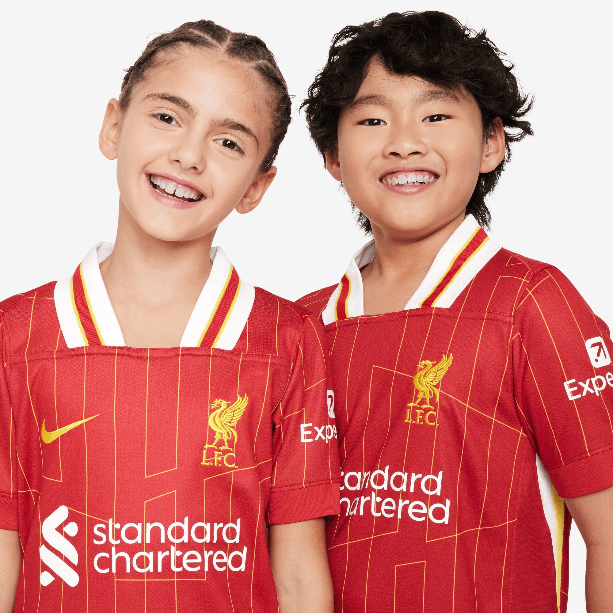 Nike Liverpool FC 2024/25 Stadium Home Big Kids' Dri-FIT Soccer Replica Jersey - Gym Red/White/Chrome Yellow