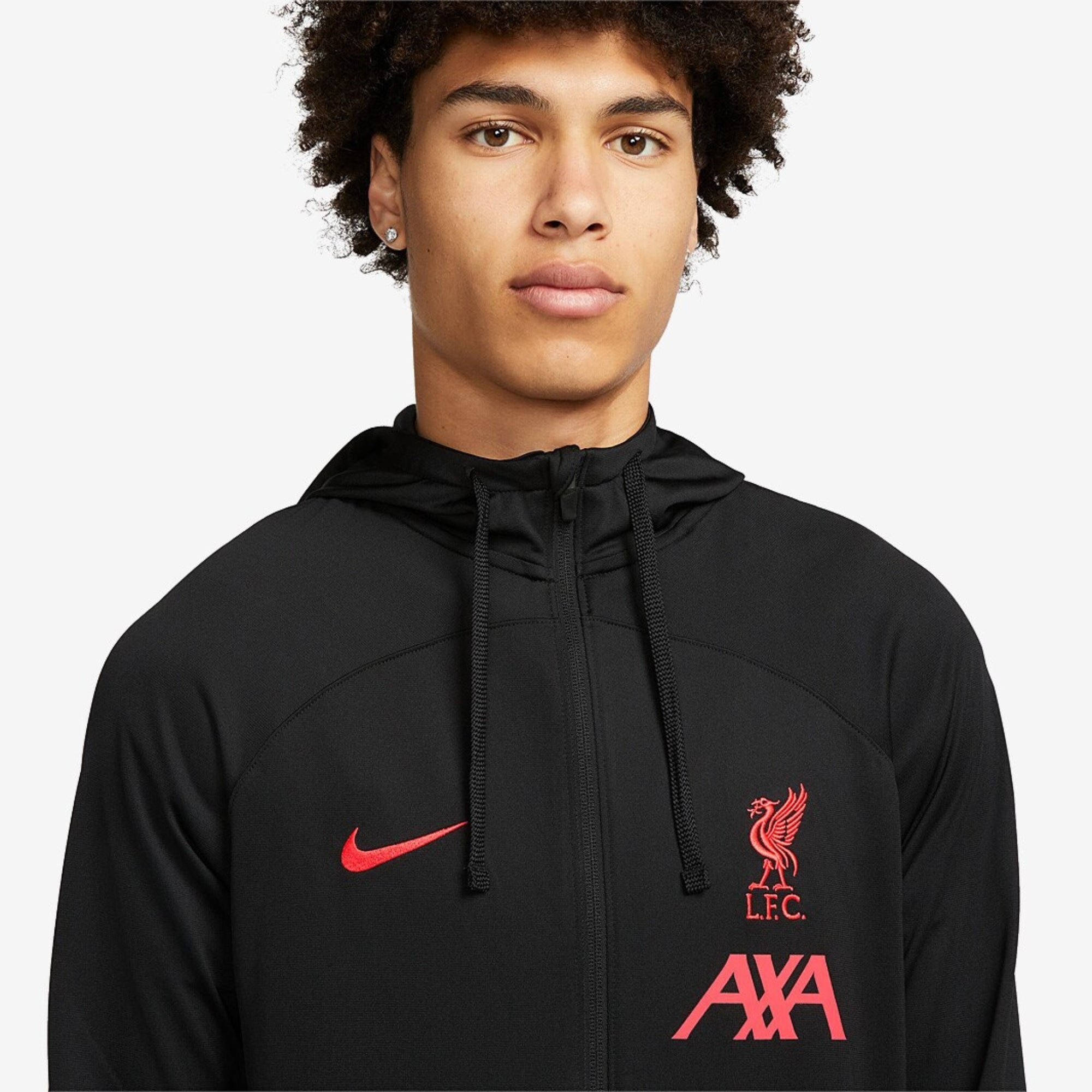 Nike Liverpool FC Strike Men's Soccer Full-Zip Hooded Jacket - Black/Siren Red/Siren Red