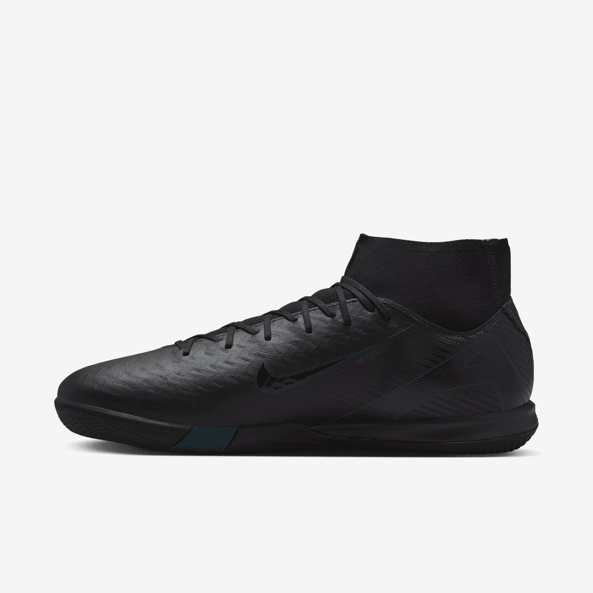 Nike Mercurial Superfly 10 Academy IC High-Top Soccer Shoes - Black/Black-Deep Jungle