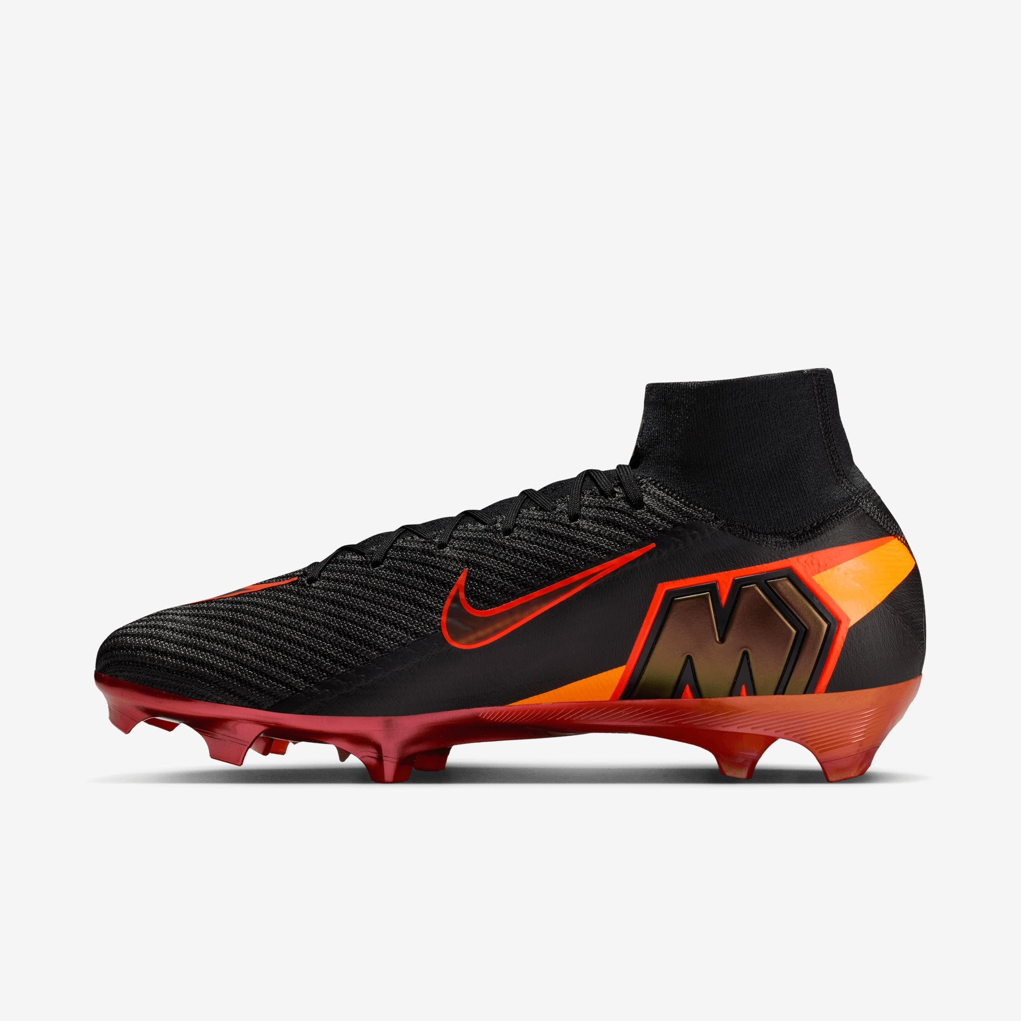 Nike Mercurial Superfly 10 Elite LV8 Firm-Ground High-Top Soccer Cleats - Black/Hyper Crimson