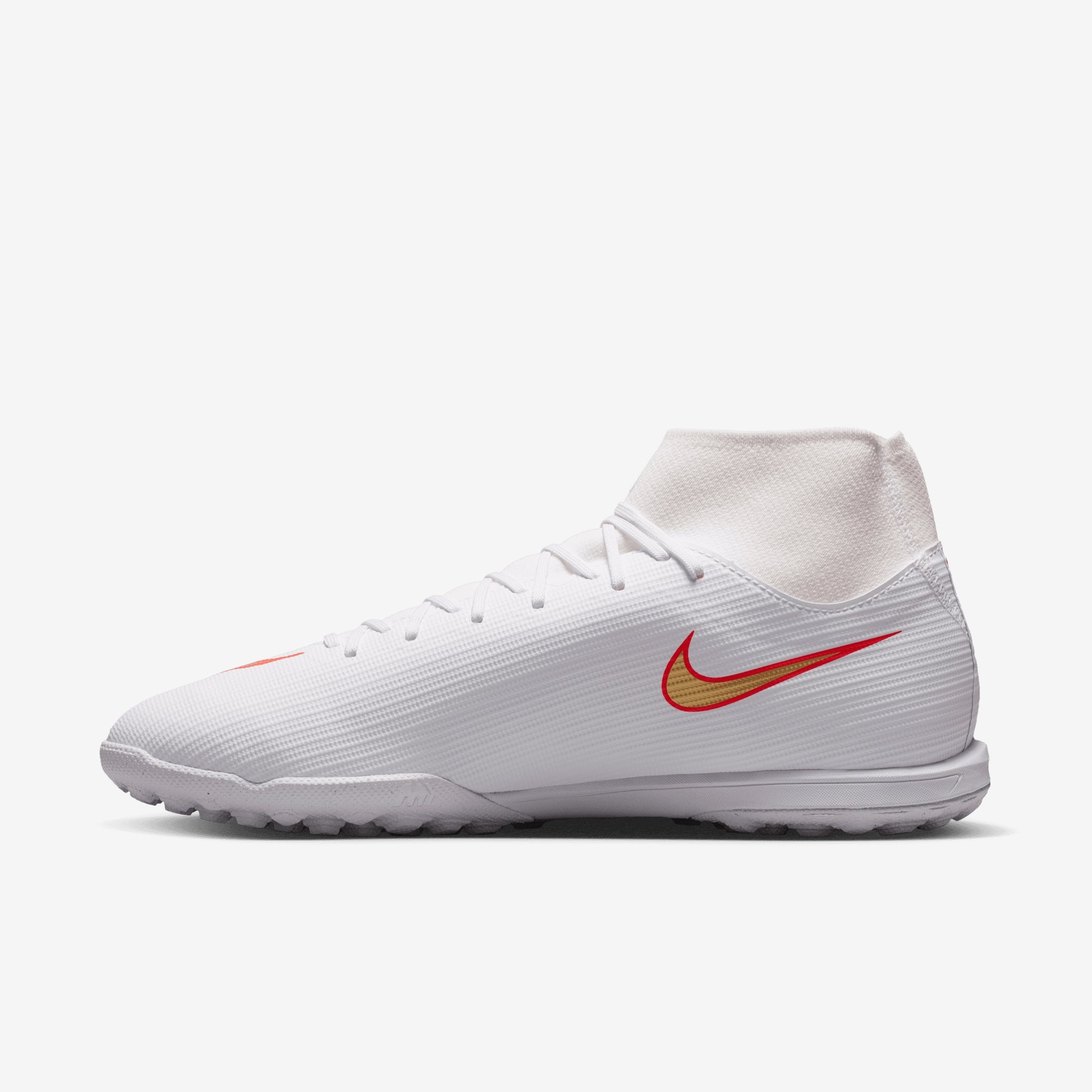 Nike Mercurial Superfly 11 Academy Turf High-Top Soccer Shoes - White/Blur-Bright Crimson