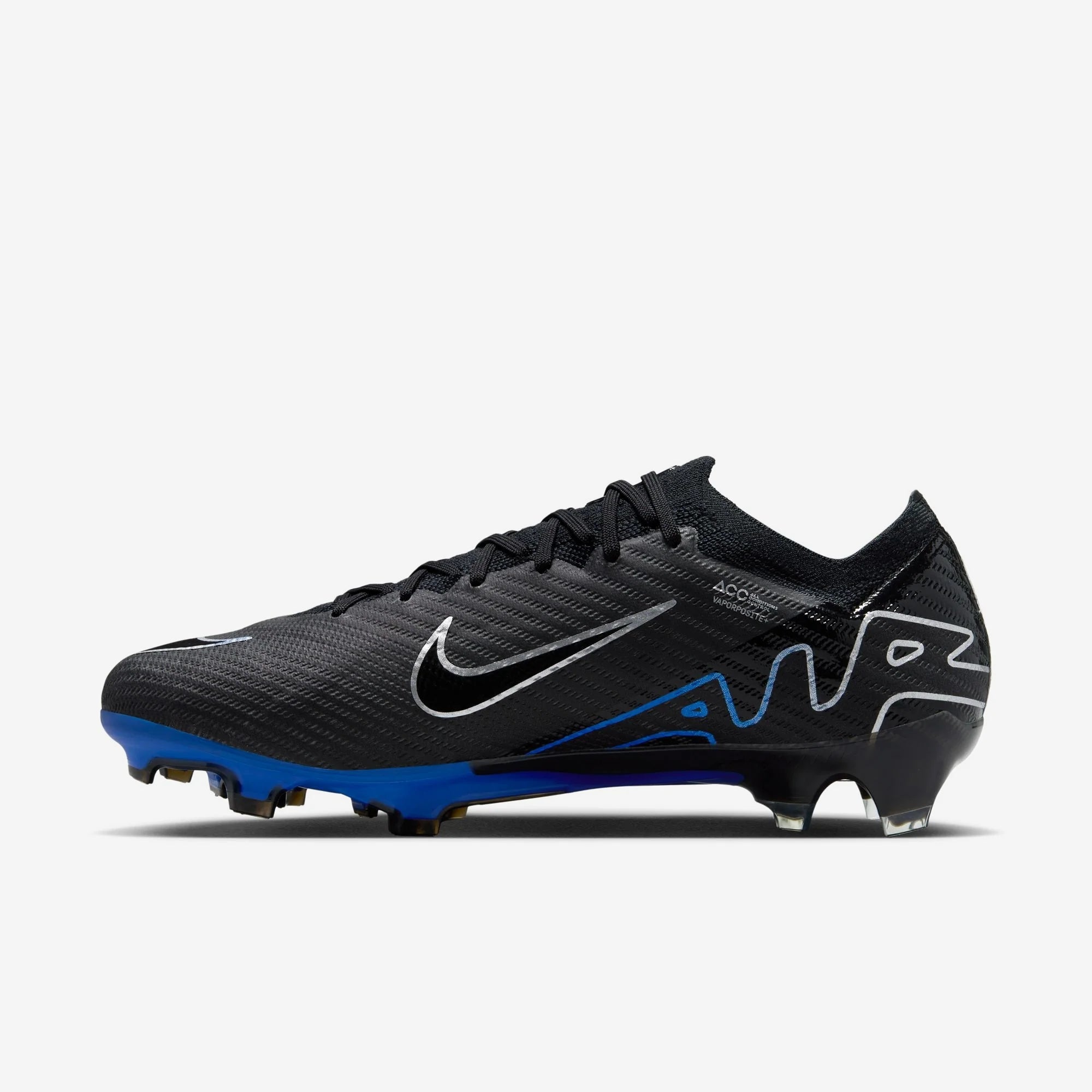 Nike Mercurial Vapor 15 Elite FG Low-Top Soccer Cleats - Black/Chrome/Hyper Royal