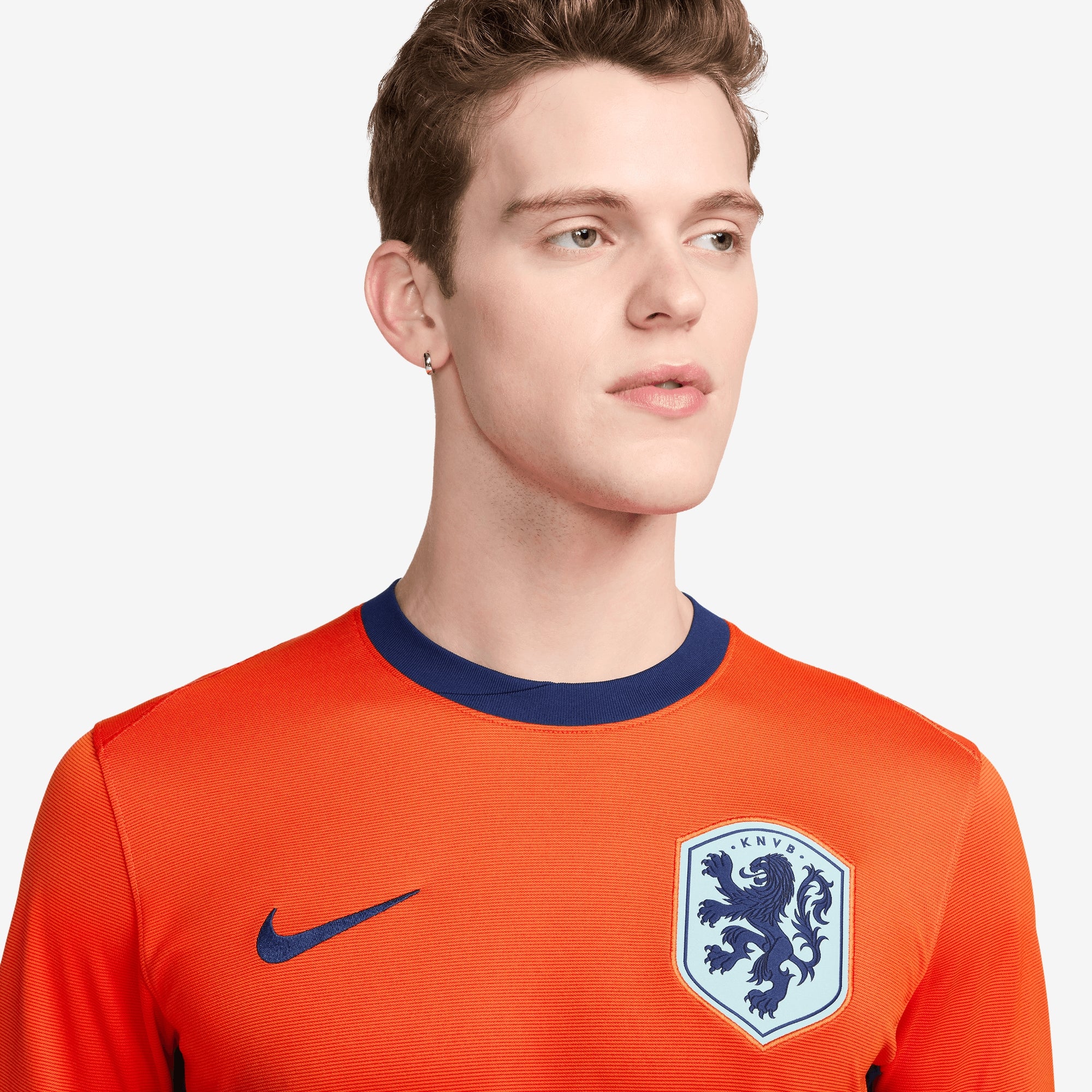 Nike Netherlands (Men's Team) 2024/25 Stadium Home Men's Dri-FIT Soccer Replica Jersey - Safety Orange/Blue Void/Copa/Blue Void