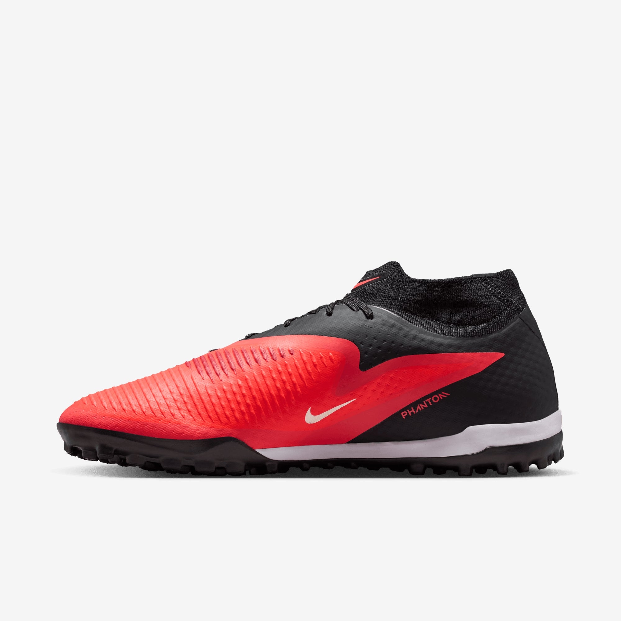 Nike Phantom 6 High Academy Turf Soccer Shoes - Bright Crimson/Blur-Black