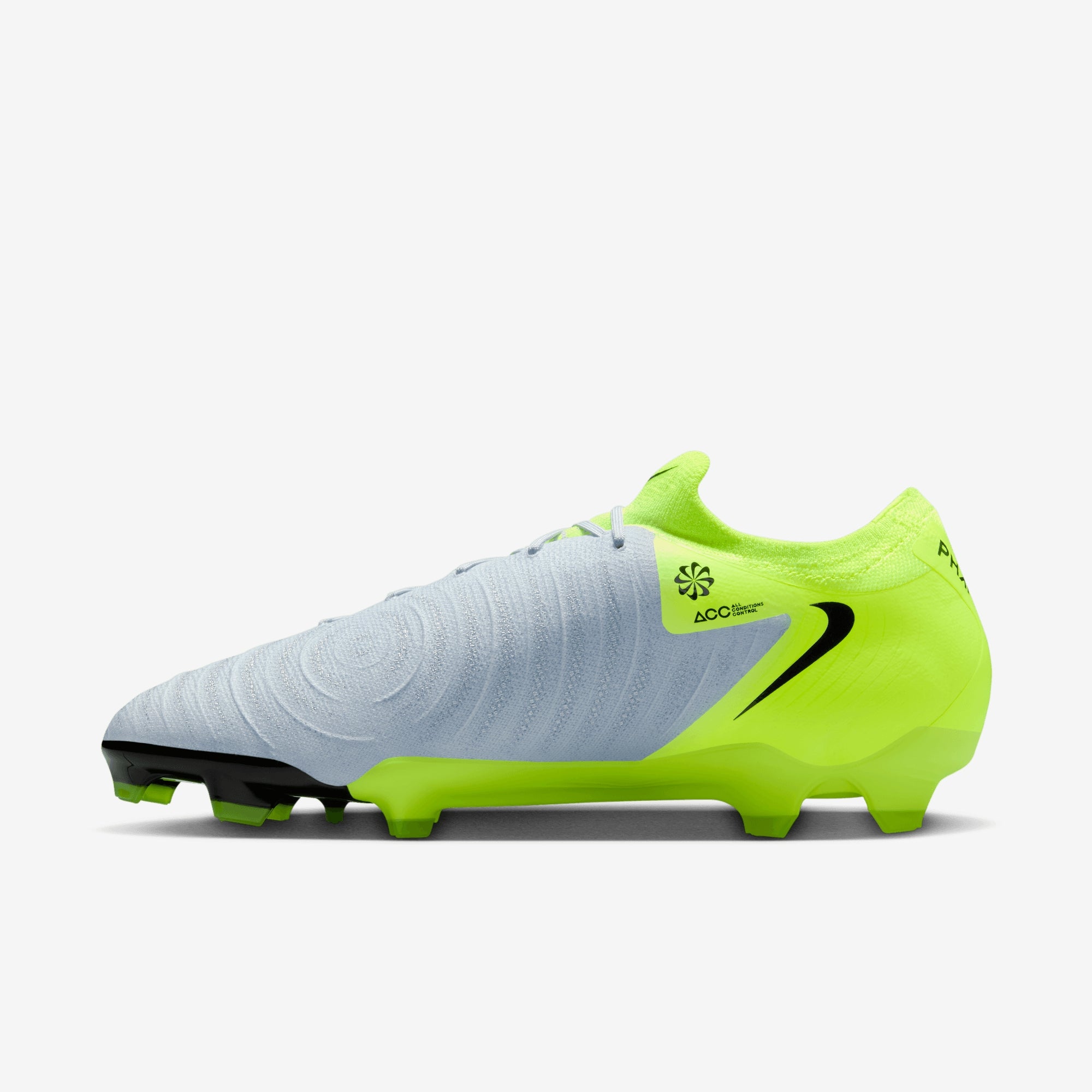 Nike Phantom GX 2 Pro FG Low-Top Soccer Cleats - Metallic Silver/Black-Volt