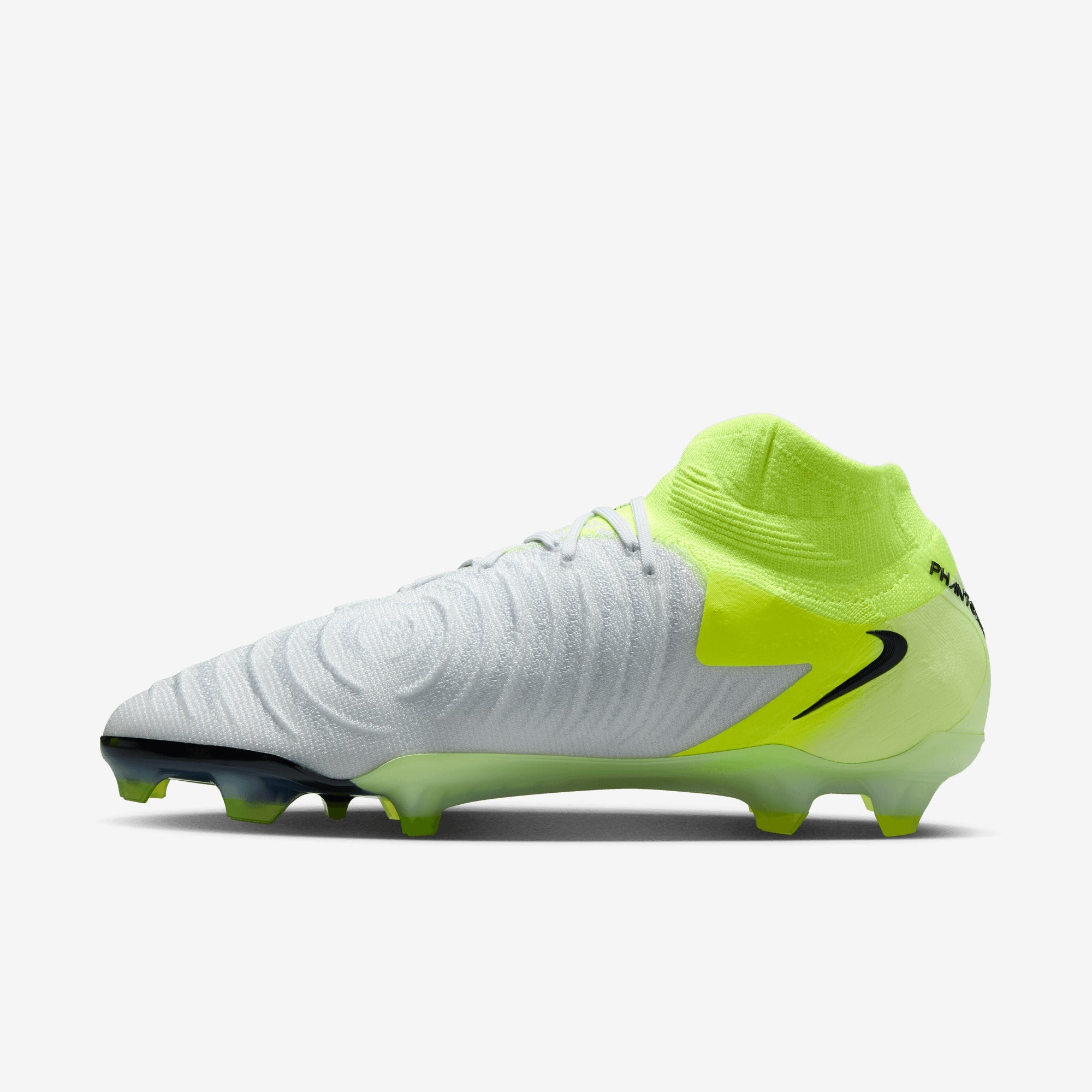 Nike Phantom Luna 2 Elite FG High-Top Soccer Cleats - Metallic Silver/Black-Volt