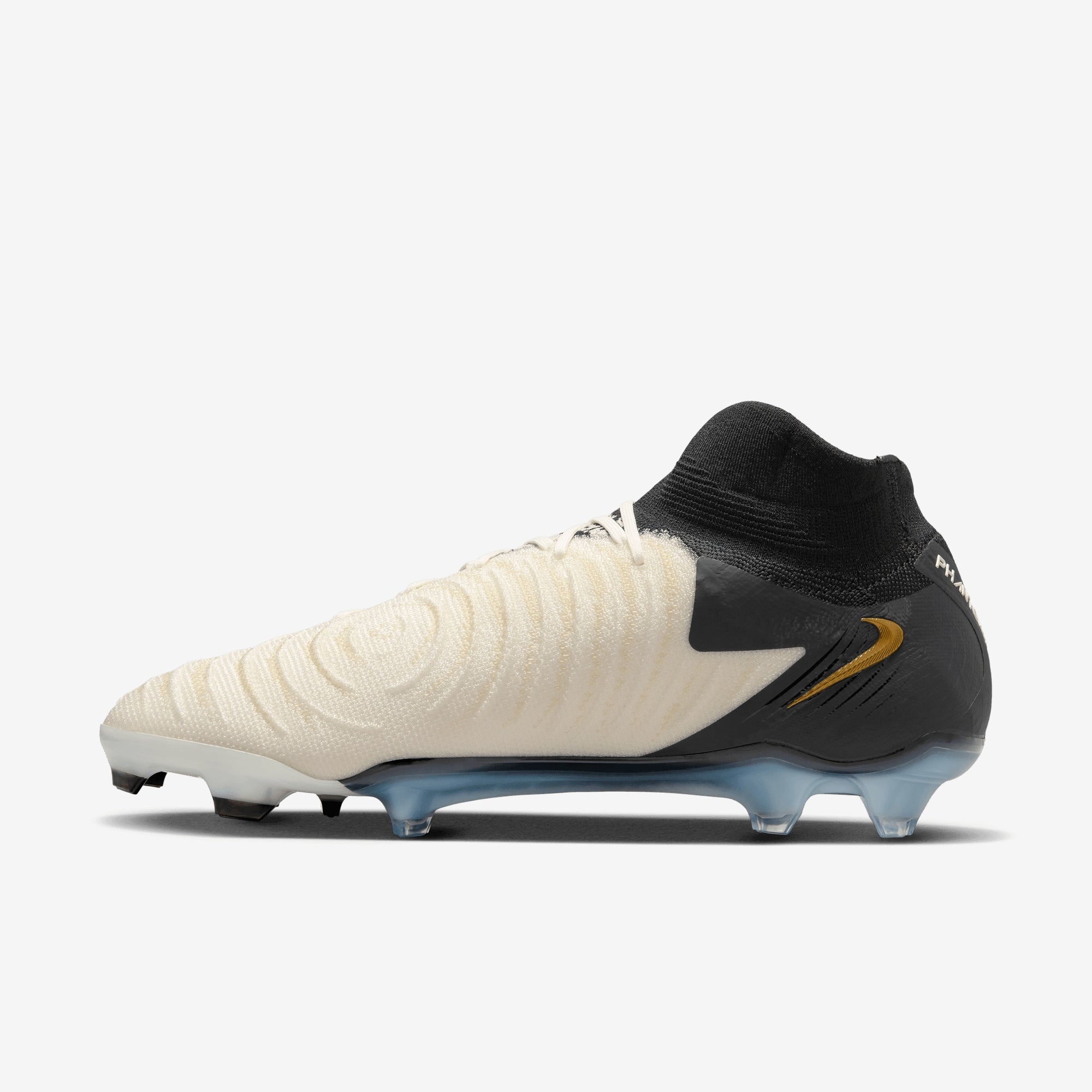 Nike Phantom Luna 2 Elite FG High-Top Soccer Cleats - White/Black-Mtlc Gold Coin