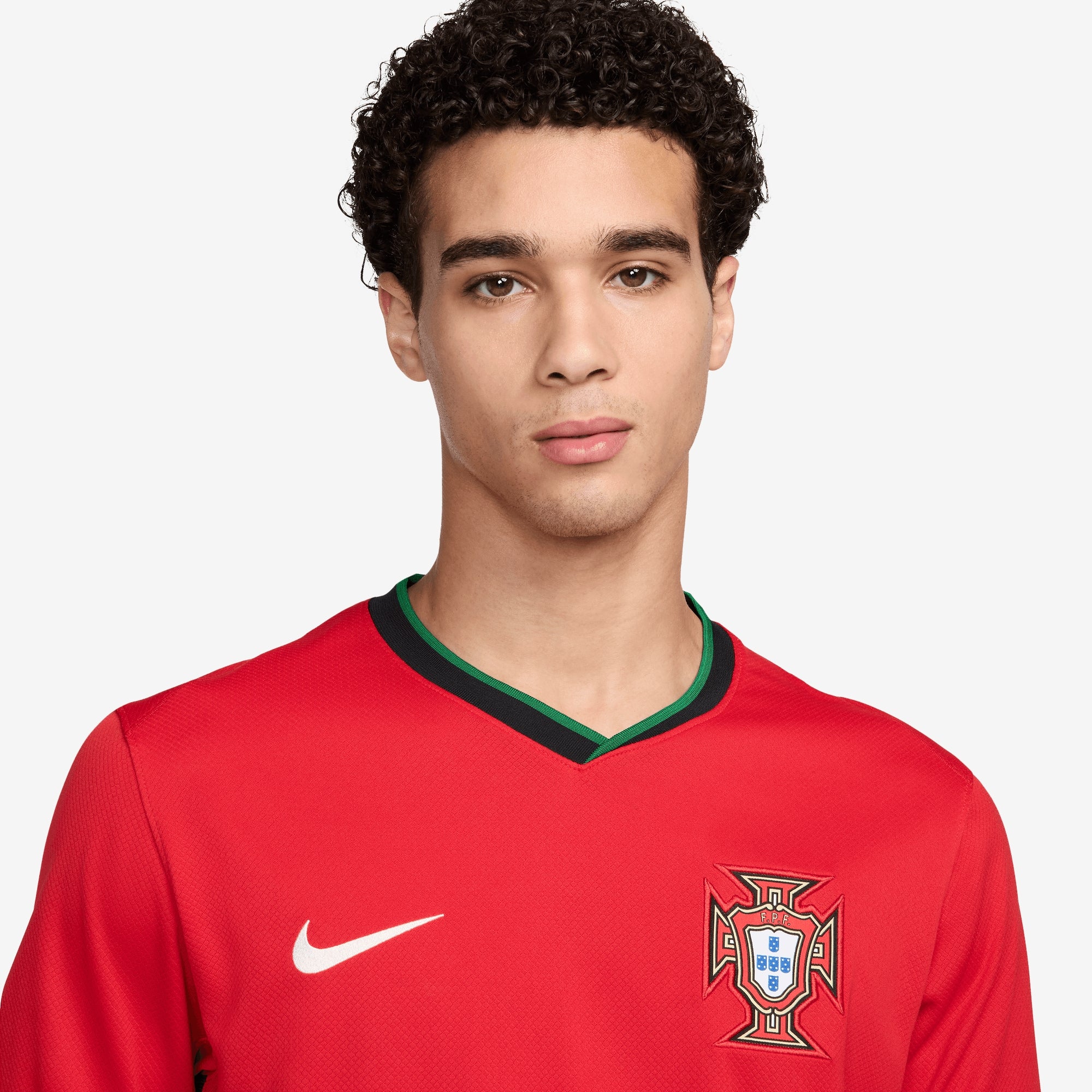 Nike Portugal (Men's Team) 2024/25 Stadium Home Men's Dri-FIT Soccer Replica Jersey - University Red/Pine Green/Sail