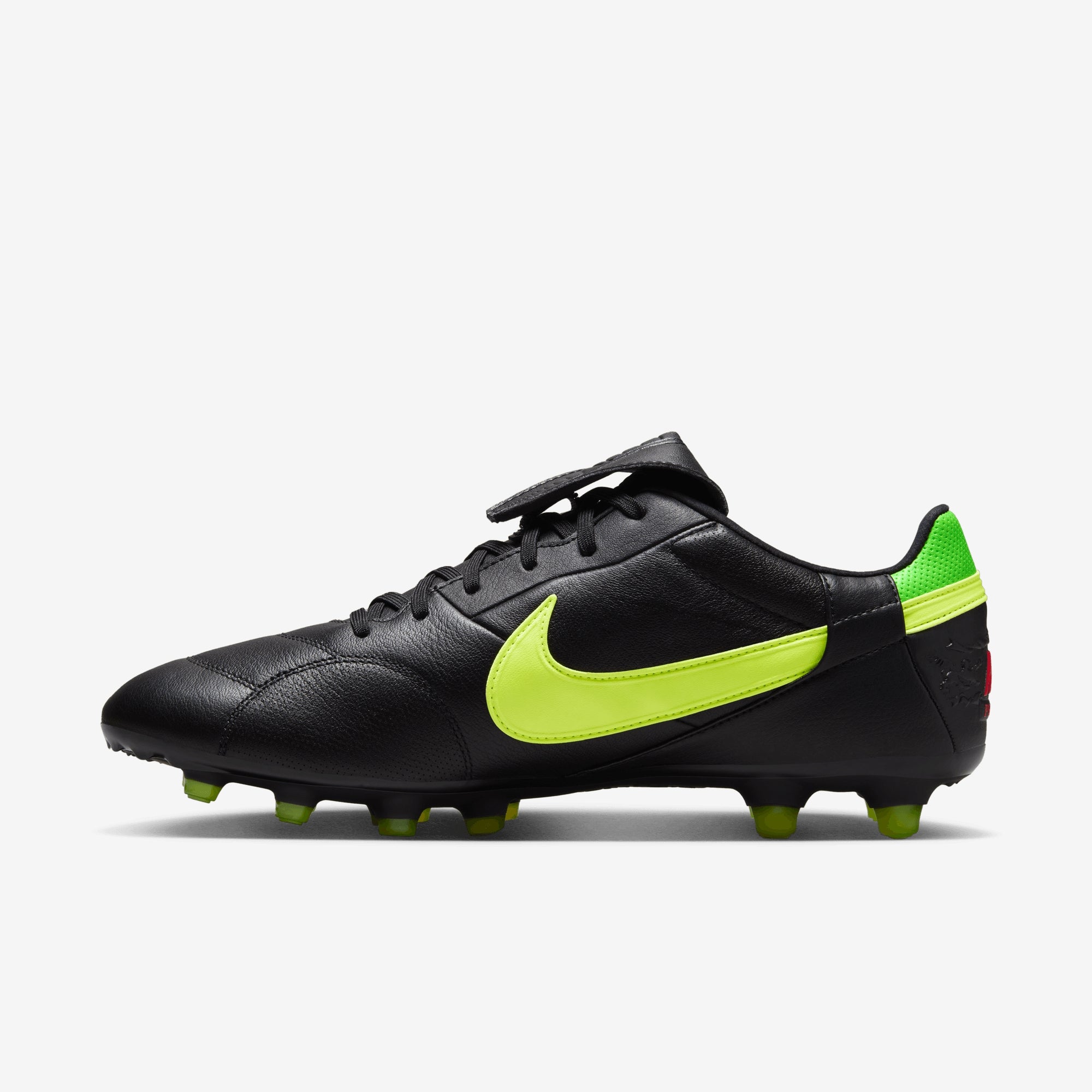 Nike Premier 3 FG Low-Top Soccer Cleats - Black/Volt-Green Strike-Bright Crimson