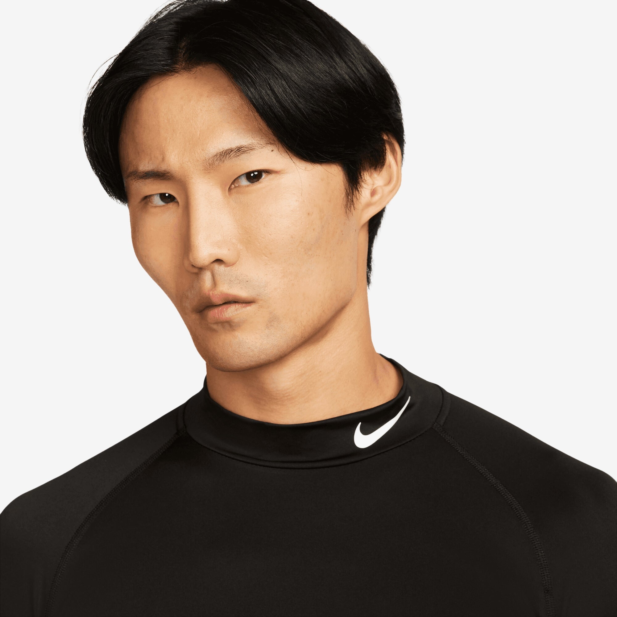 Nike Pro Men's Dri-FIT Fitness Mock-Neck Long-Sleeve Top - Black/White