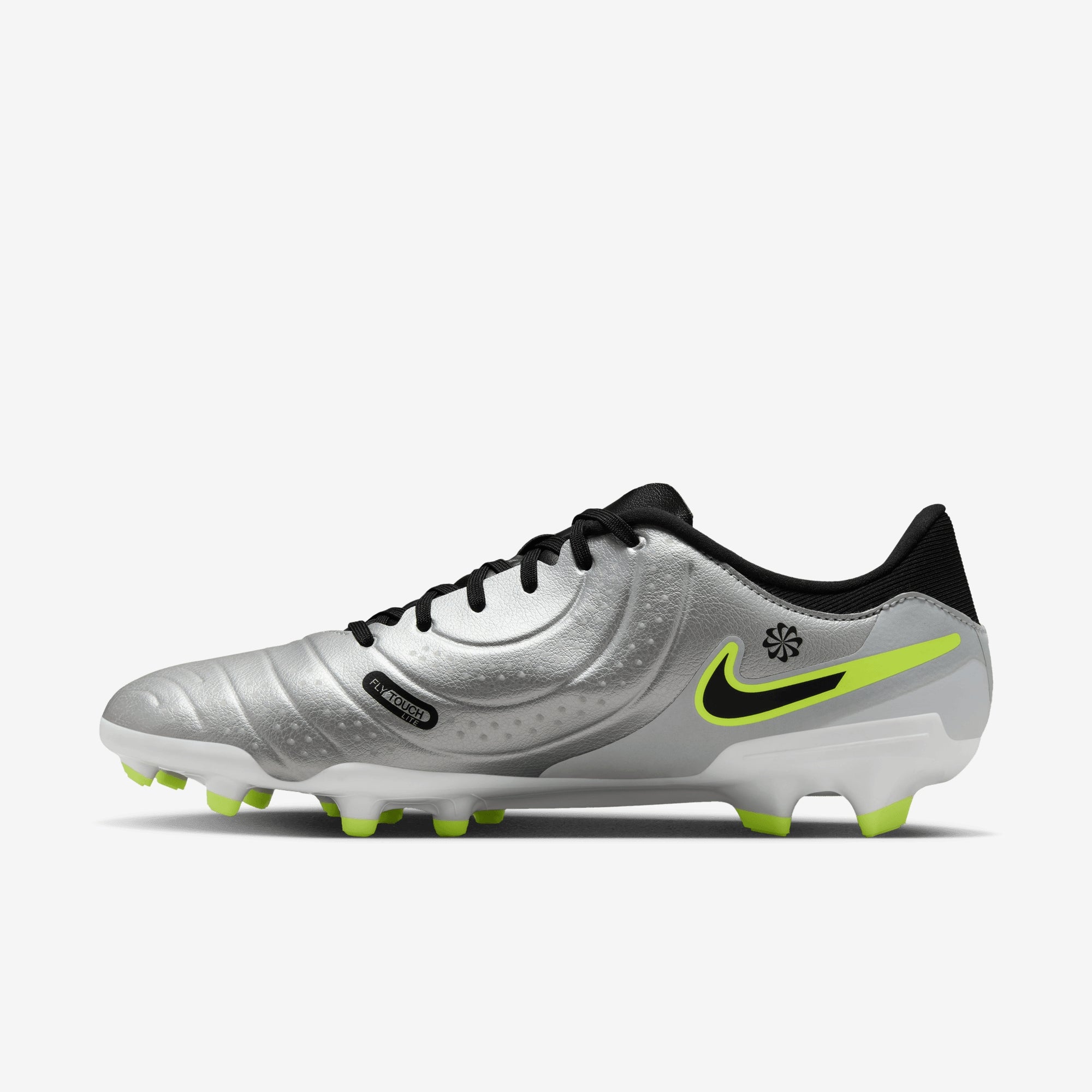 Nike Tiempo Legend 10 Academy Multi-Ground Low-Top Soccer Cleats - Metallic Silver/Black-Volt