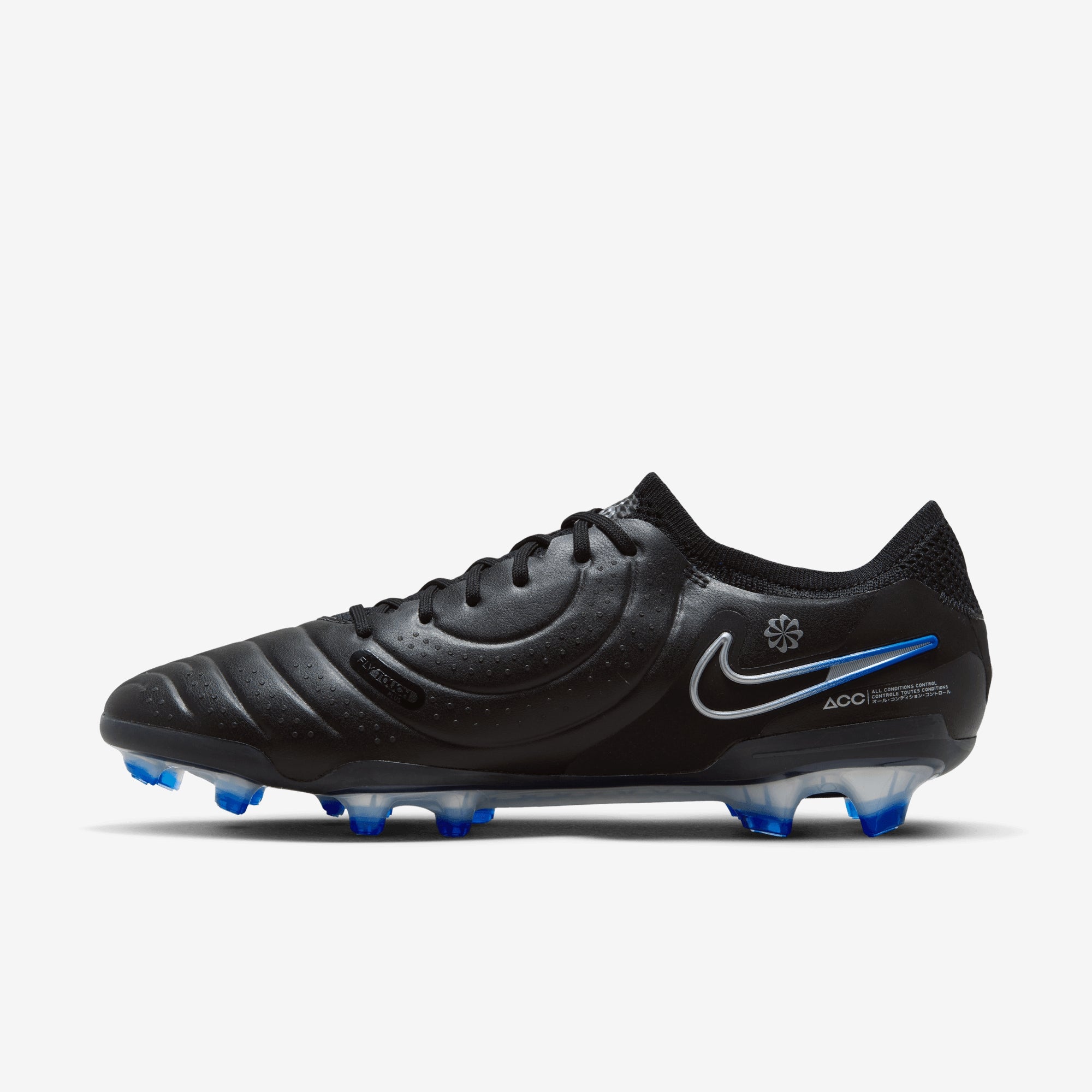 Nike Tiempo Legend 10 Elite FG Low-Top Soccer Cleats - Black/Chrome-Hyper Royal