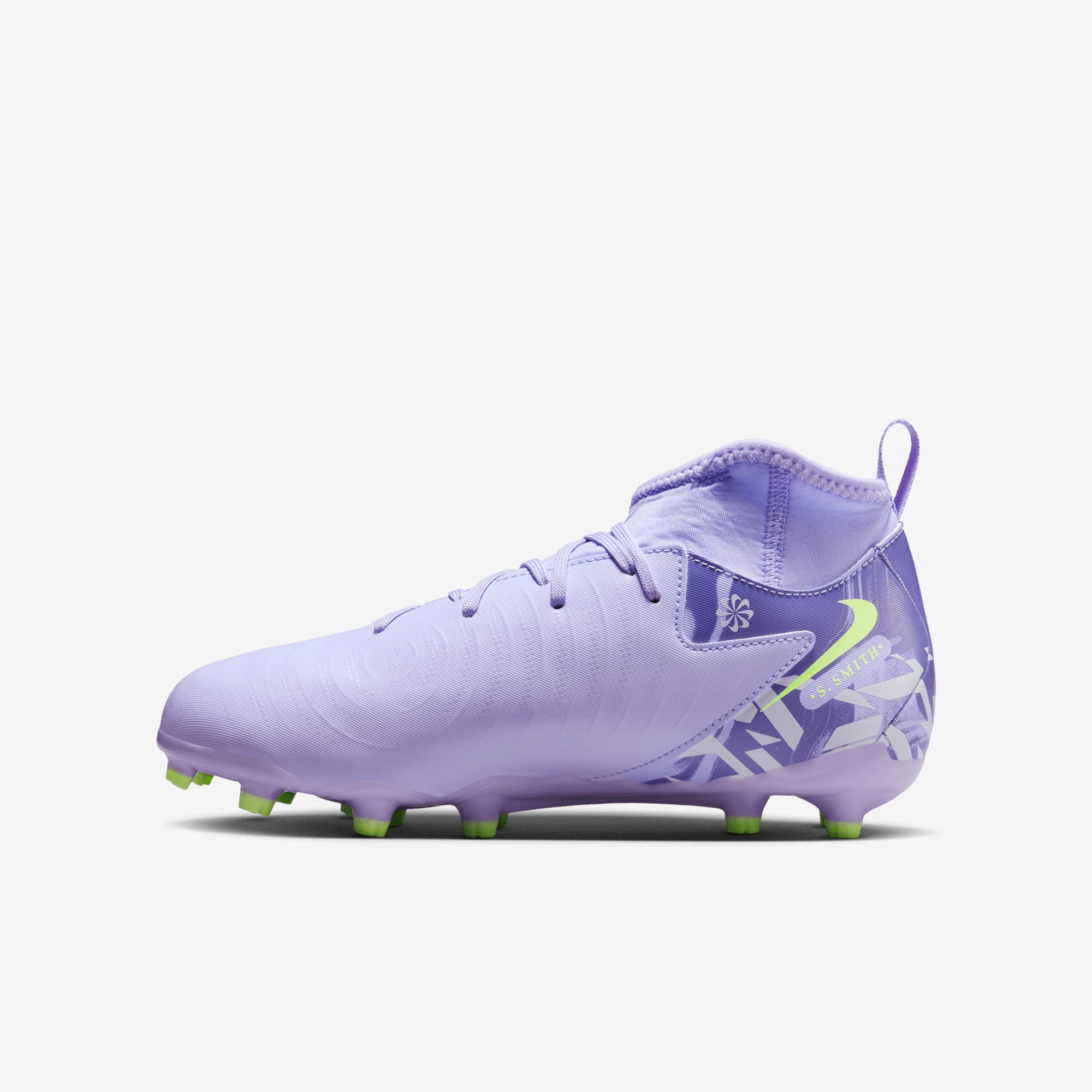 Nike United Jr. Phantom Luna 2 Academy Big Kids' FG High-Top Soccer Cleats - Purple Agate/Barely Volt