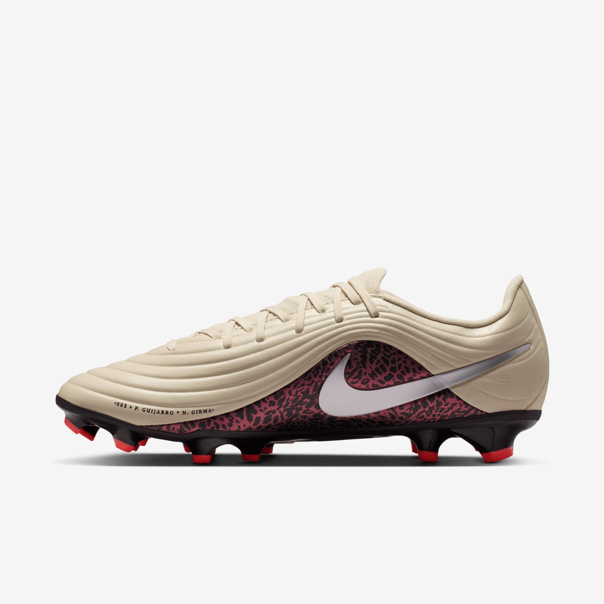 Nike United Tiempo Maestro Academy Multi-Ground Low-Top Soccer Cleats - Fossil/Metallic Silver-Burgundy Crush