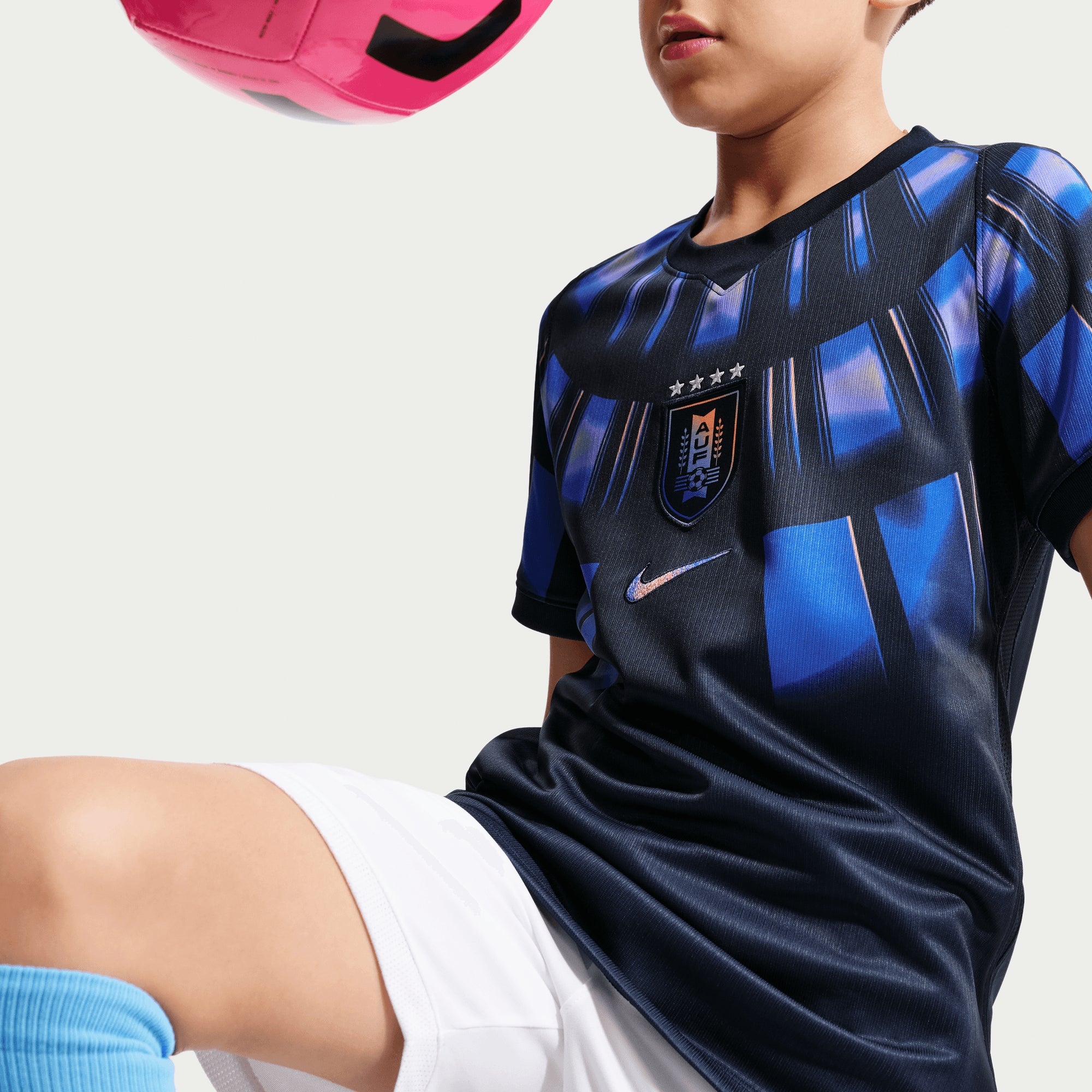 Nike Uruguay 2026 Stadium Away Big Kids' Dri-FIT Soccer Replica Jersey - Obsidian/Hyper Royal