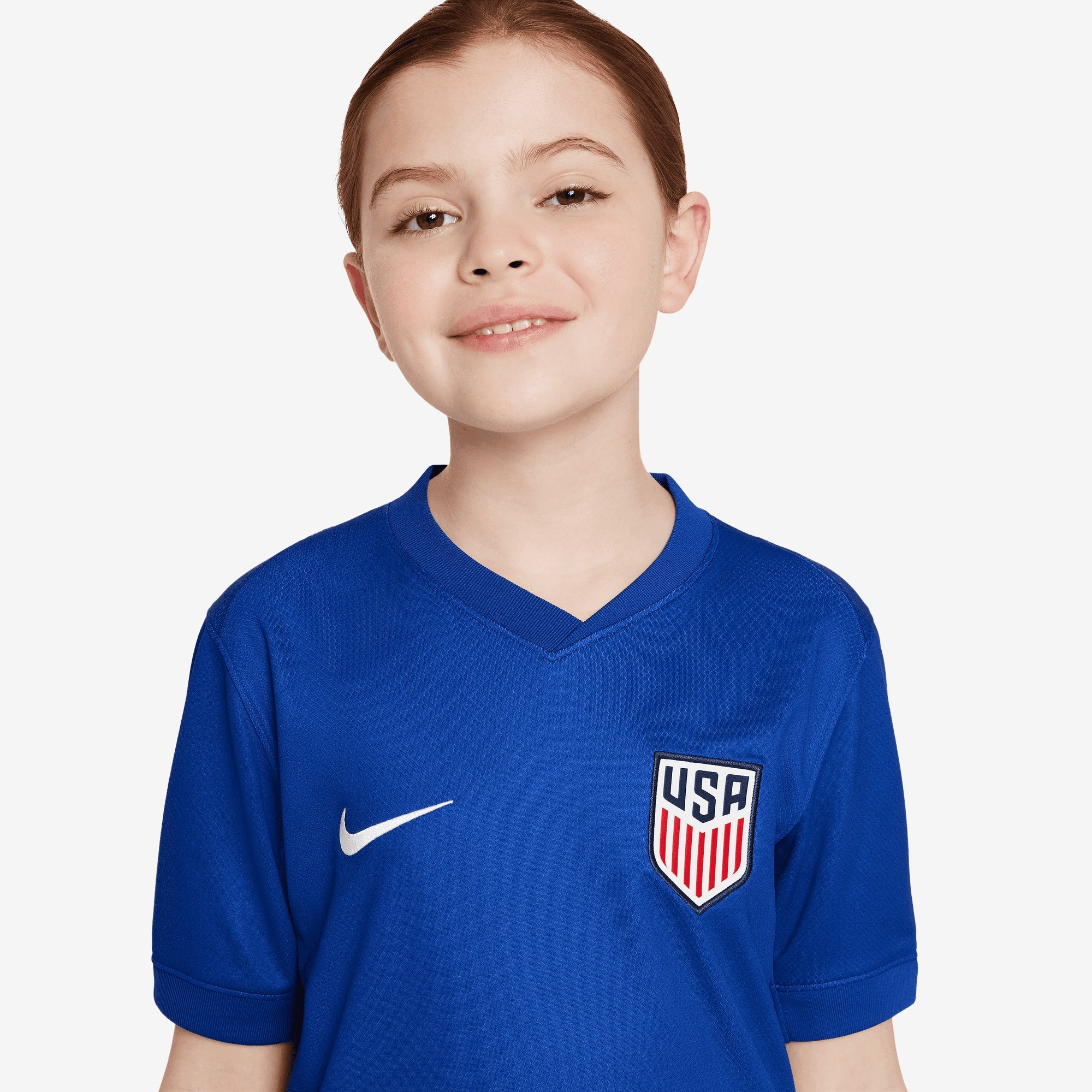 Nike USMNT 2024 Stadium Away Big Kids' Dri-FIT Soccer Replica Jersey - Old Royal/Sport Red/White