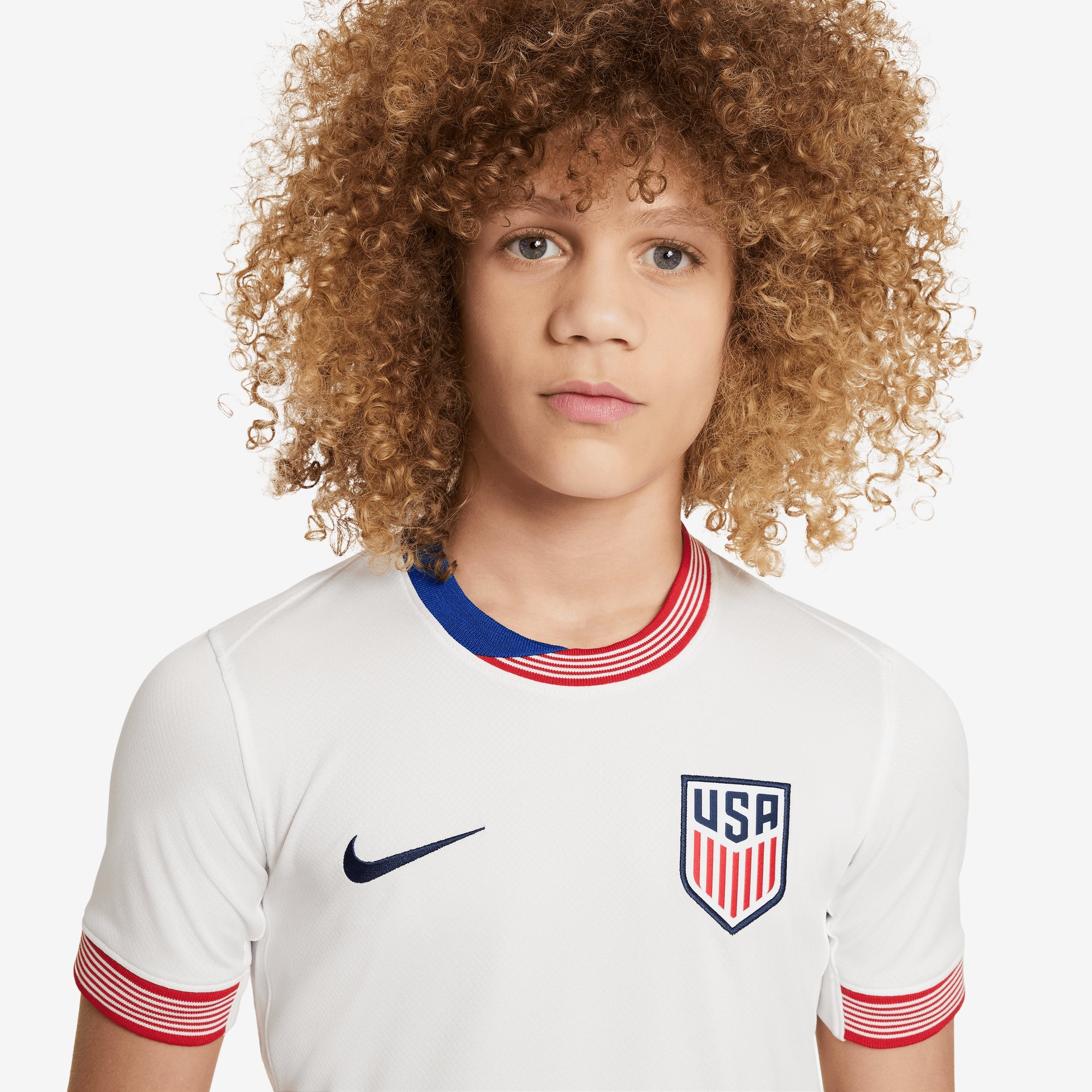 Nike USMNT 2024 Stadium Home Big Kids' Dri-FIT Soccer Replica Jersey - White