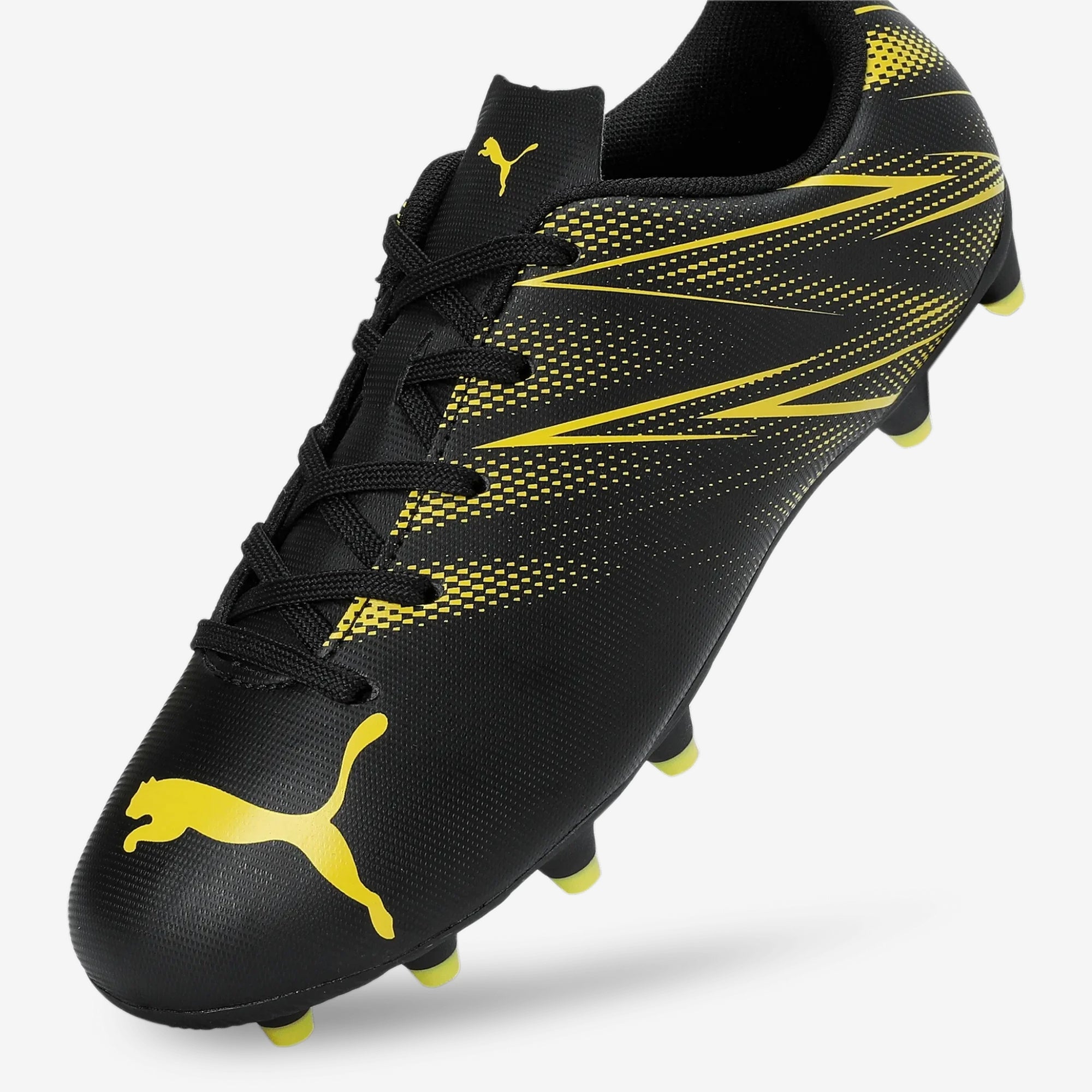 PUMA ATTACANTO Little Kids' Firm/Artificial-Ground Low-Top Soccer Cleats - PUMA Black-Yellow Blaze