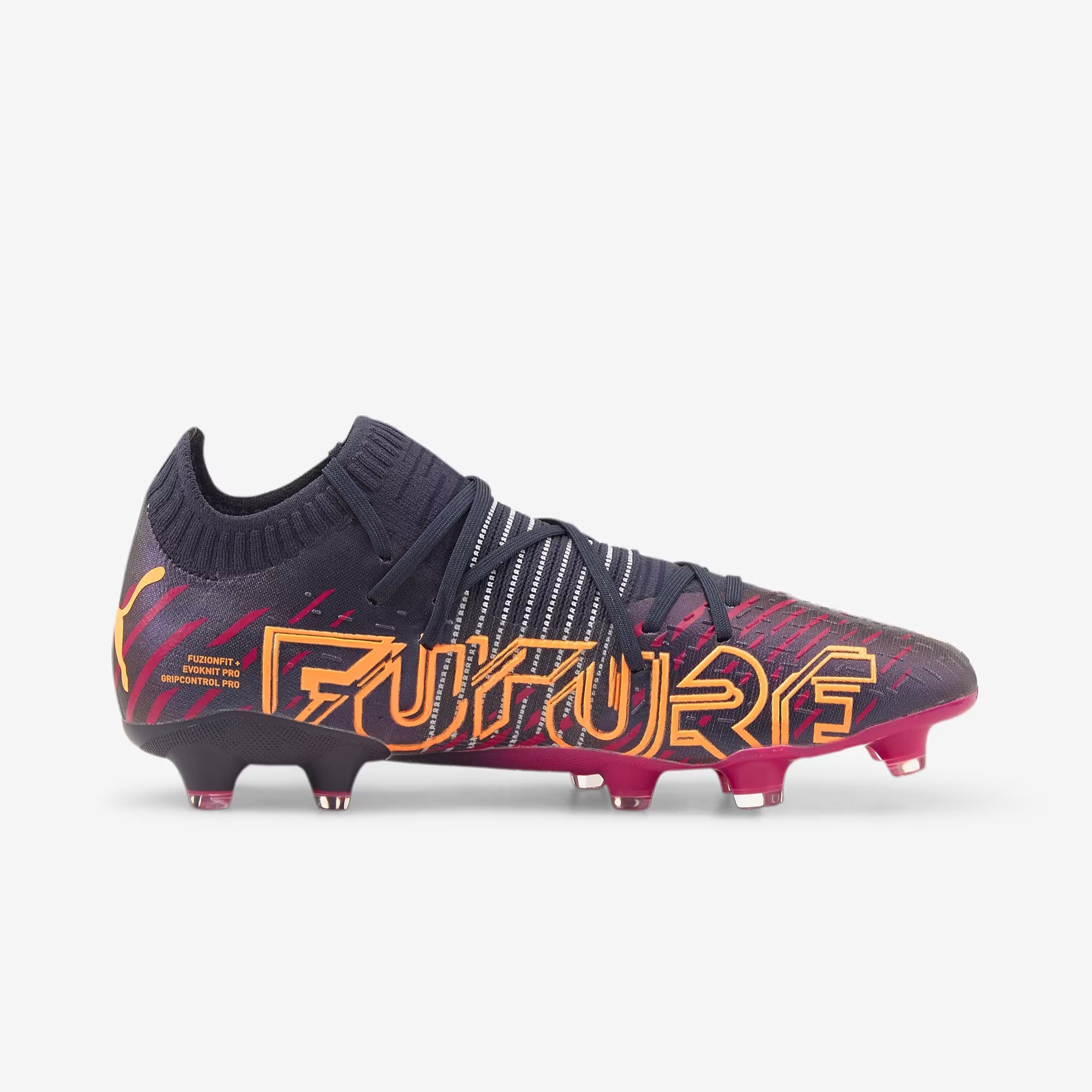 PUMA FUTURE 1.2 Firm/Artificial-Ground Low-Top Soccer Cleats - Parisian Night-Neon Citrus-Festival Fuchsia