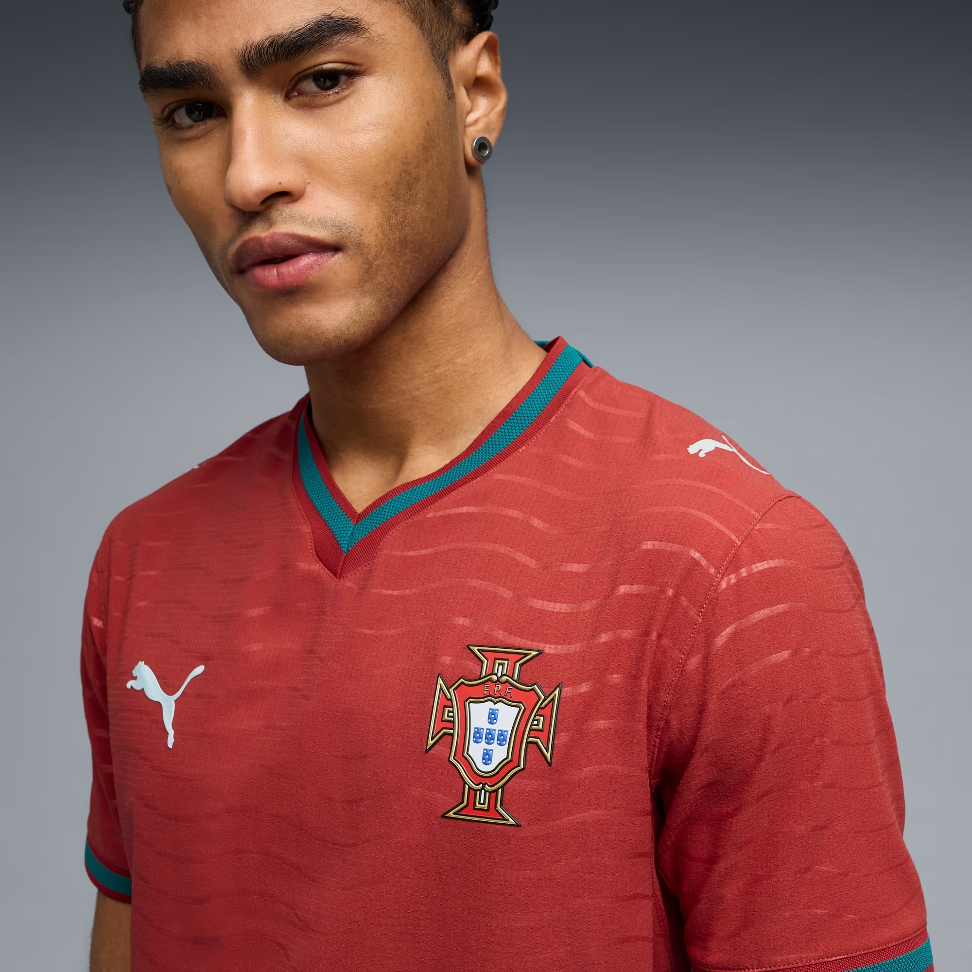 PUMA Portugal 2026/27 Match Home Men's Soccer Authentic Jersey - Club Red-Green Lagoon