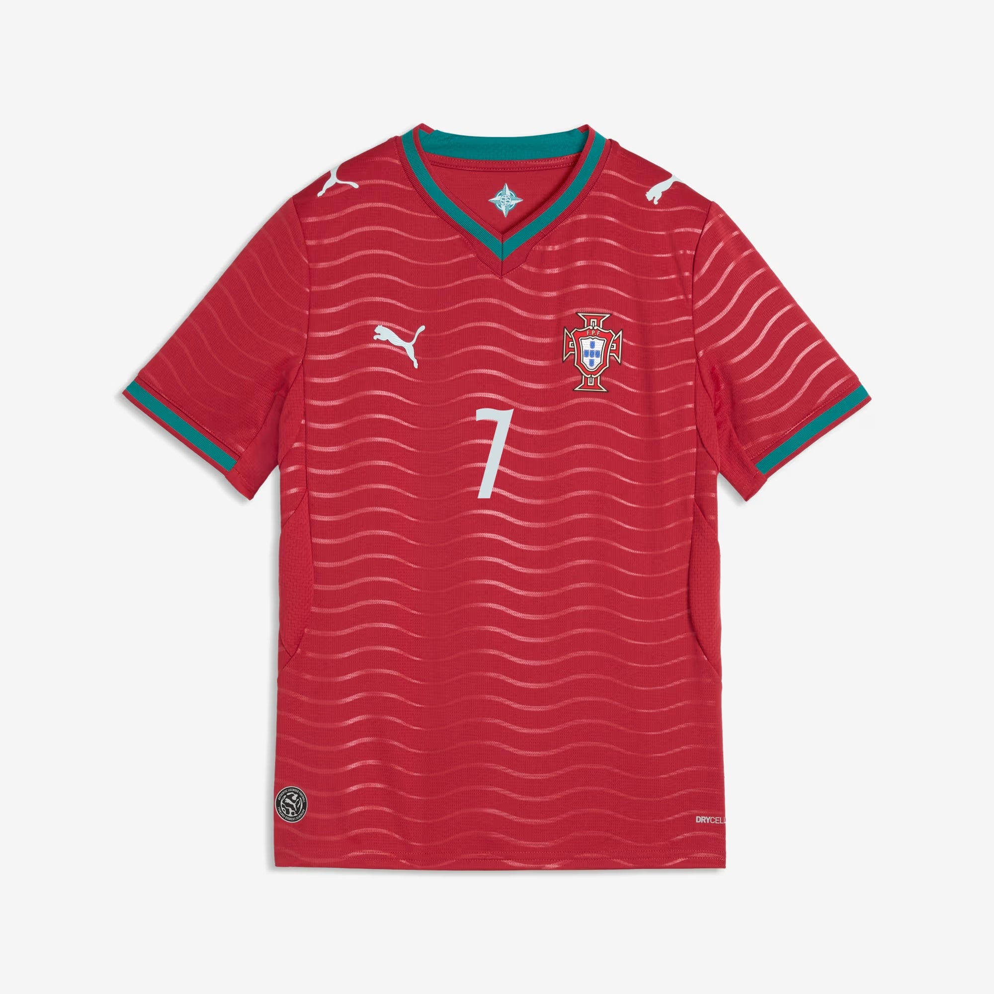 PUMA Portugal 2026 Stadium Home Ronaldo Big Kids' Soccer Jersey - Club Red-Green Lagoon