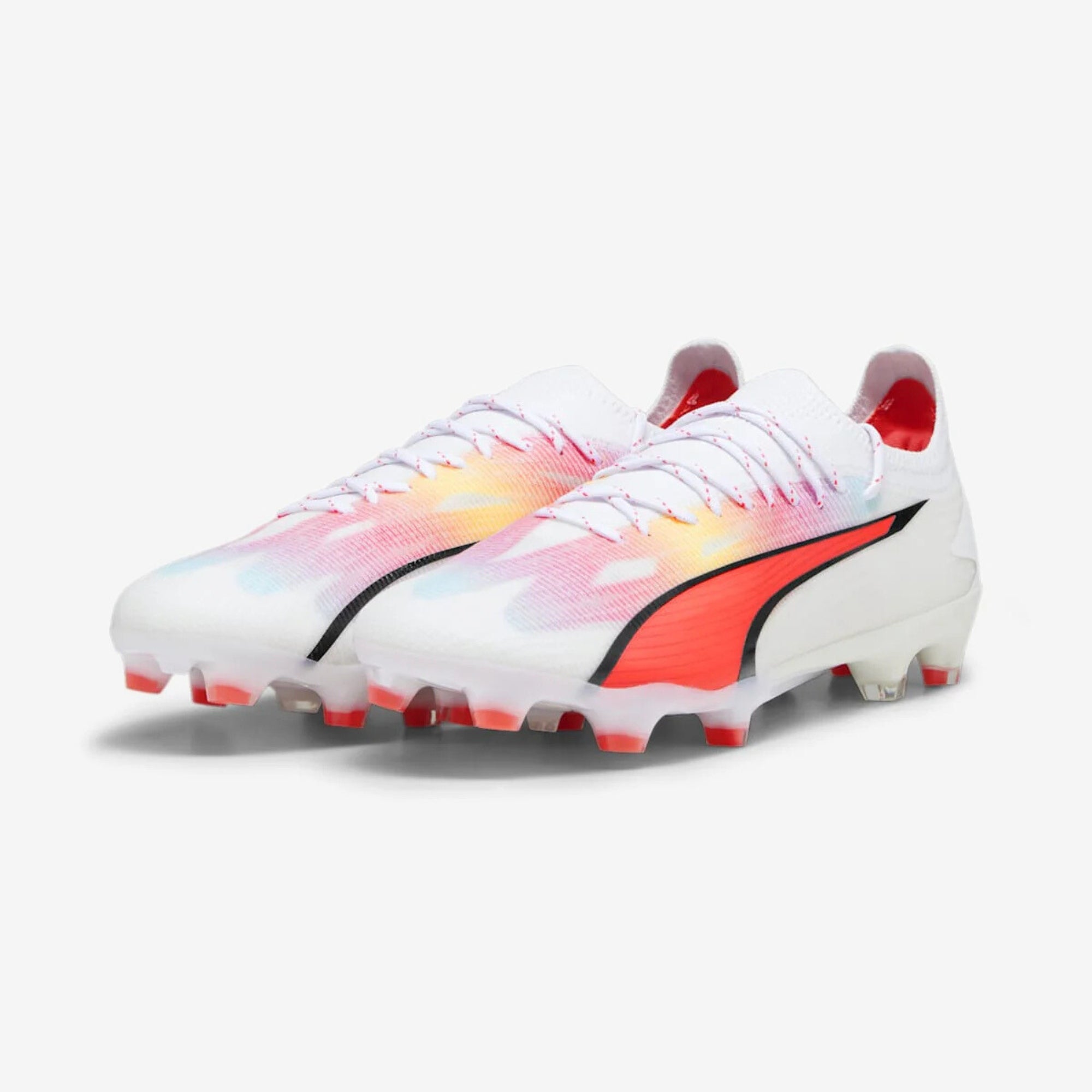 PUMA ULTRA ULTIMATE Firm/Artificial-Ground Low-Top Soccer Cleats - PUMA White-PUMA Black-Fire Orchid