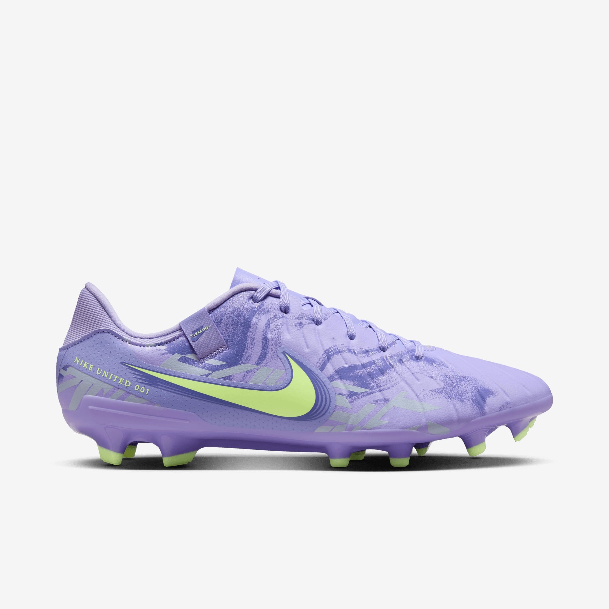 Nike United Tiempo Legend 10 Academy MG Low-Top Soccer Cleats - Purple Agate/Barely Volt