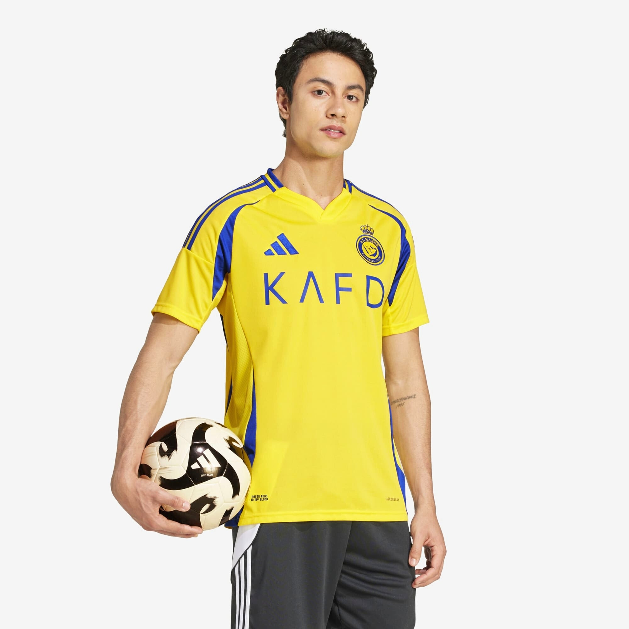 adidas Al Nassr FC 2024/25 Ronaldo Stadium Home Men's AEROREADY Soccer Replica Jersey - Impact Yellow / Royal Blue