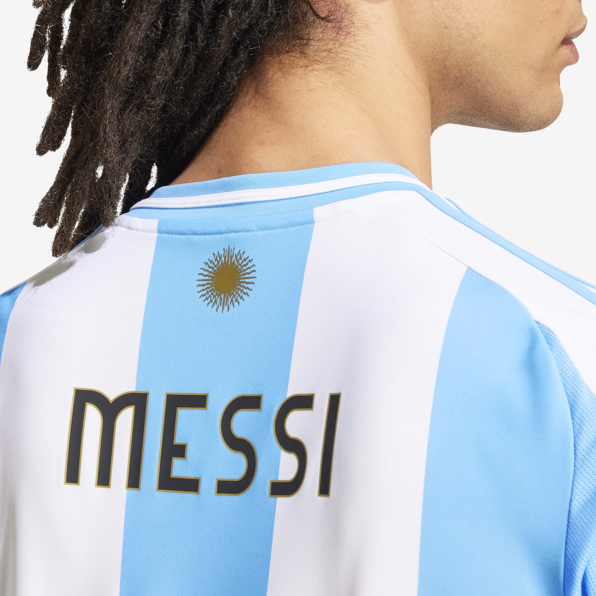 adidas Argentina 2024 Messi Stadium Home Men's AEROREADY Soccer Replica Jersey - White / Blue Burst