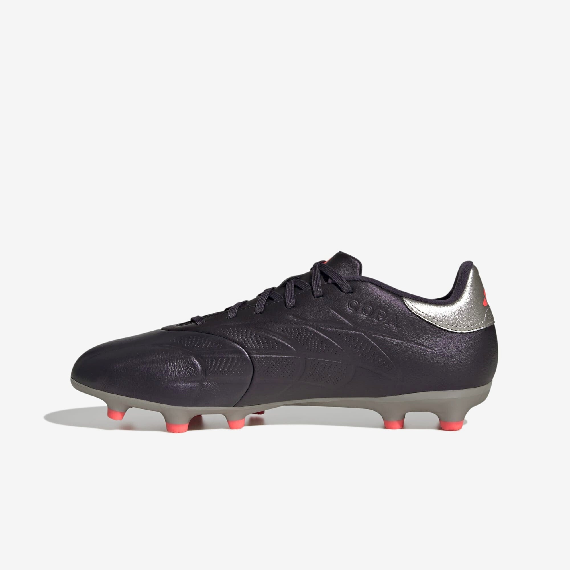 adidas Copa Pure 2 League FG Low-Top Soccer Cleats - Aurora Black / Platinum Metallic / Turbo