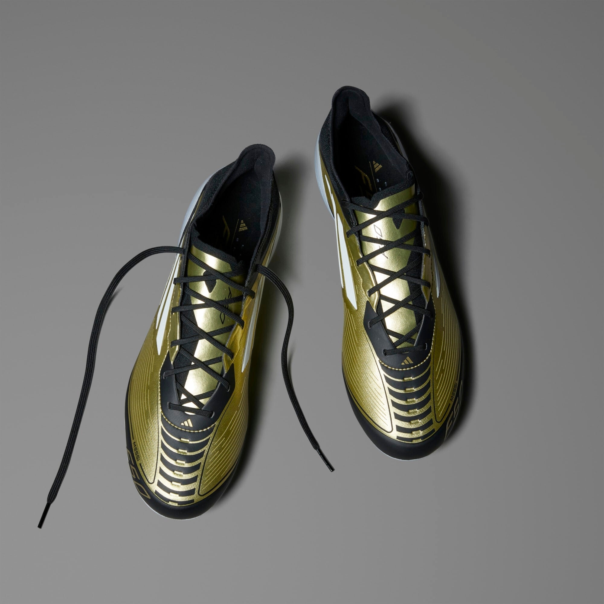 adidas F50 Elite Messi FG Low-Top Soccer Cleats - Gold Metallic / Cloud White / Core Black