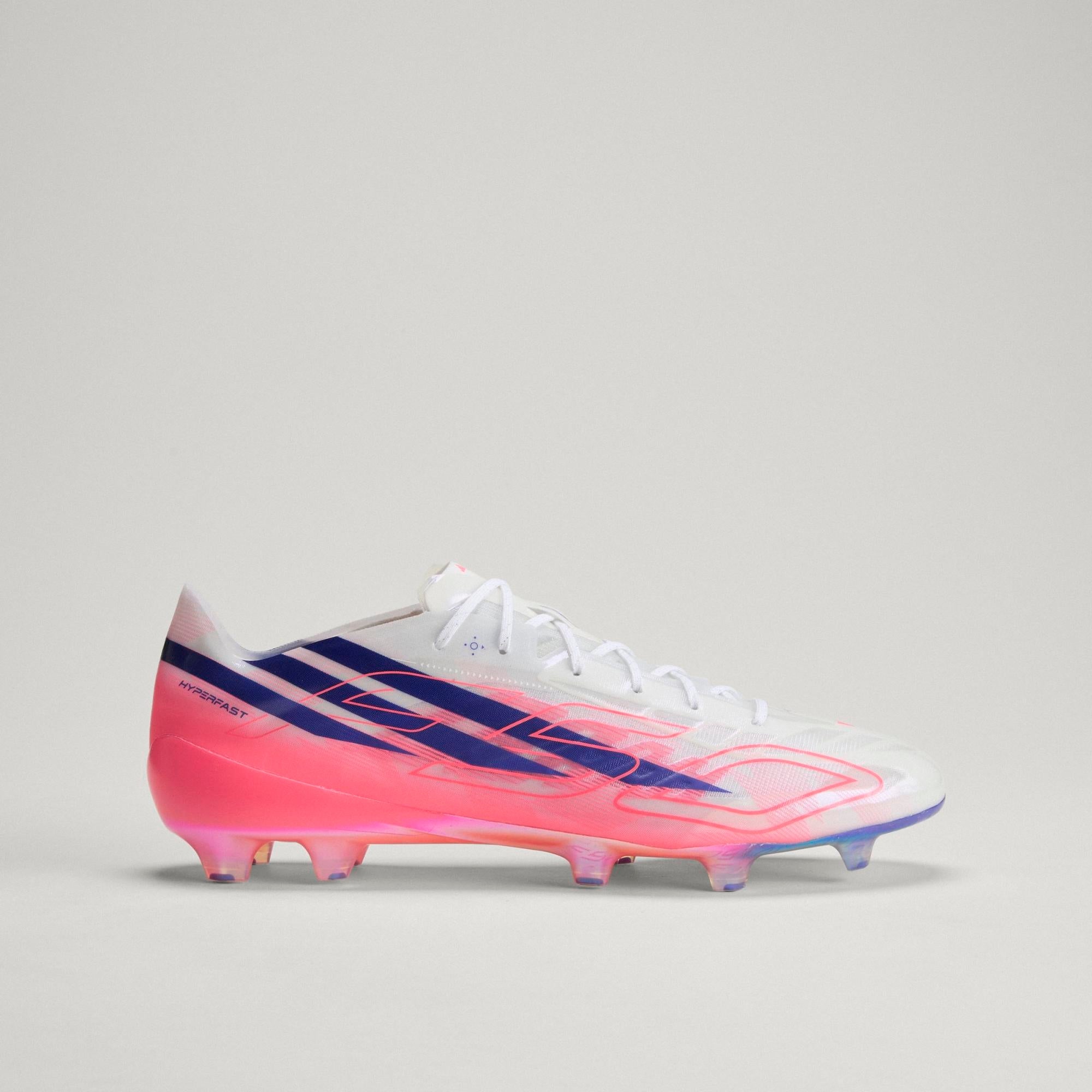 adidas F50 Hyperfast EVO Firm-Ground Low-Top Soccer Cleats - Cloud White / Solar Purple / Solar Turbo