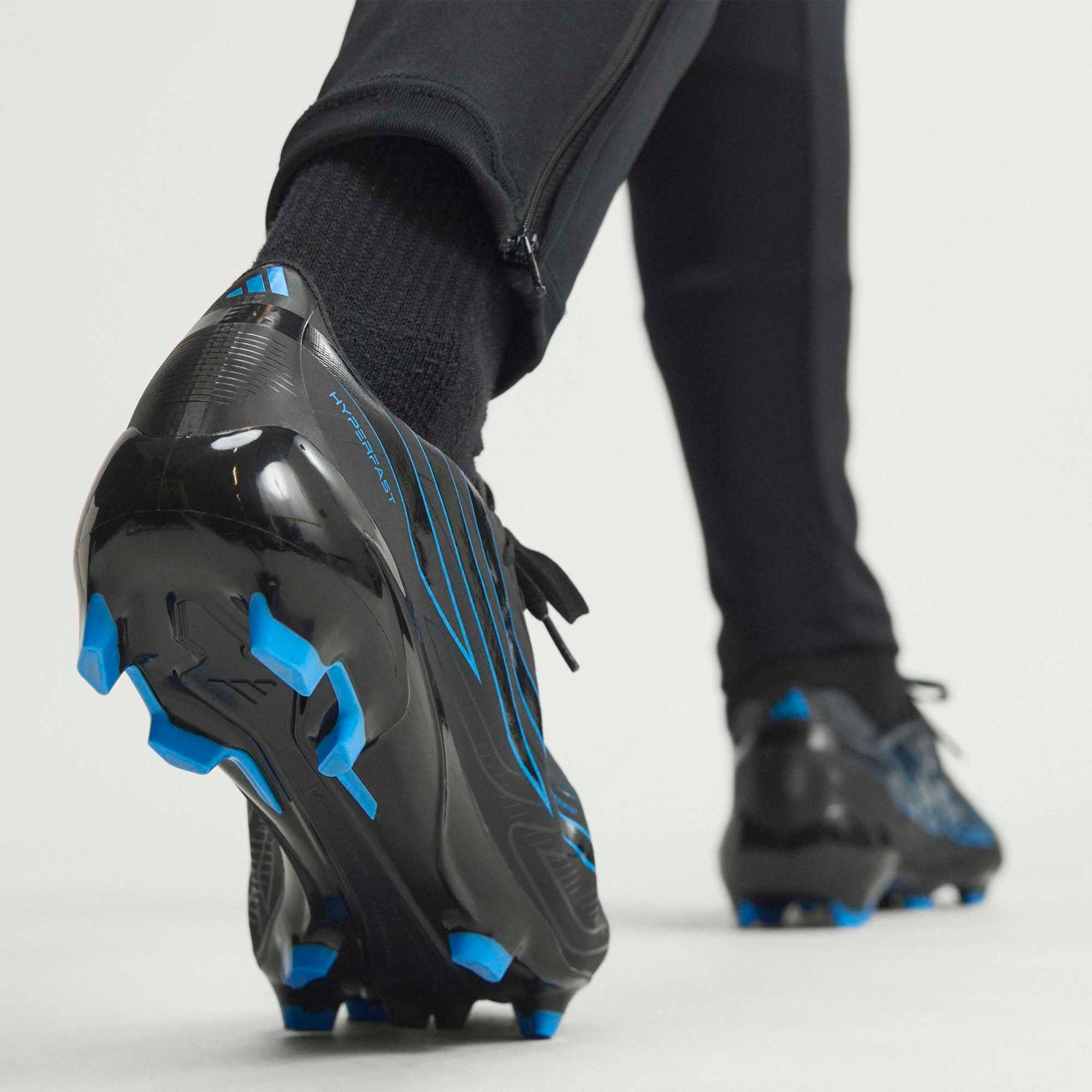 adidas F50 Hyperfast League Firm-Ground Low-Top Soccer Cleats - Core Black / Core Black / Lucid Ray Blue