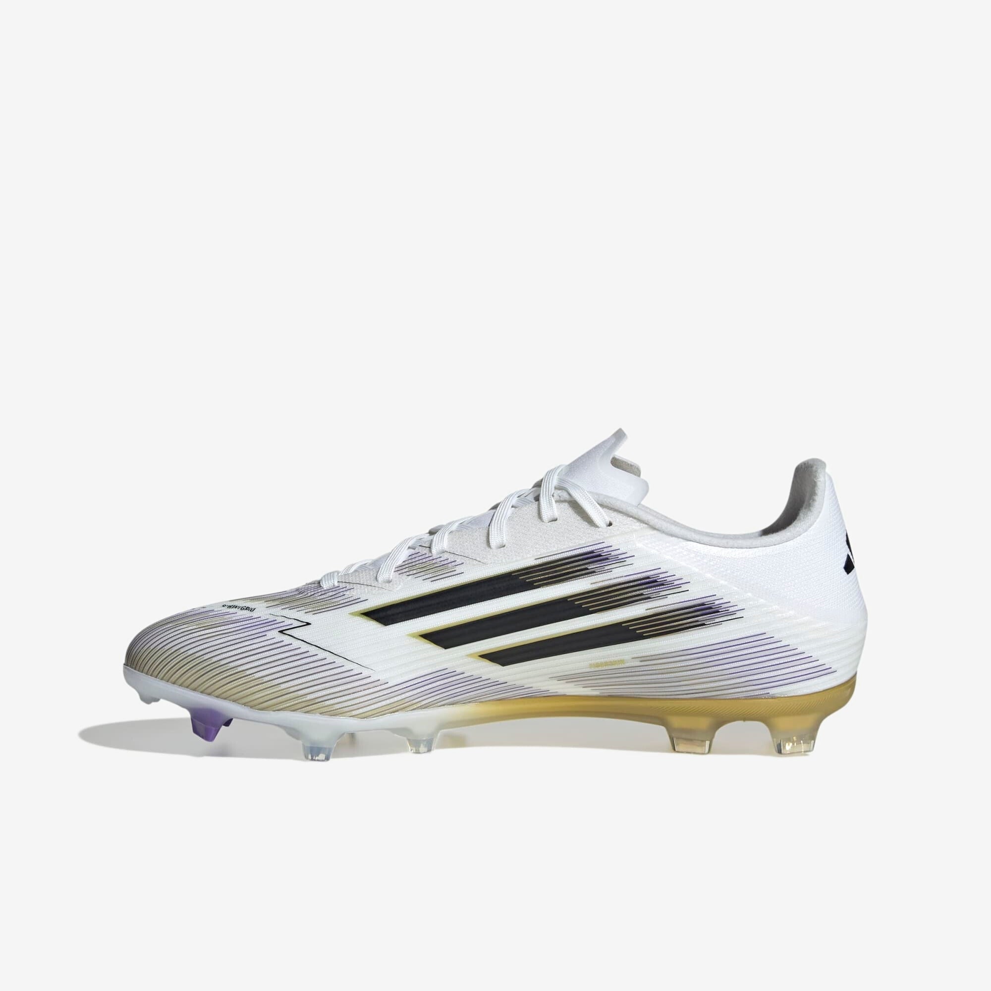adidas F50 League Firm/Multi-Ground Low-Top Soccer Cleats - Cloud White / Core Black / Gold Metallic