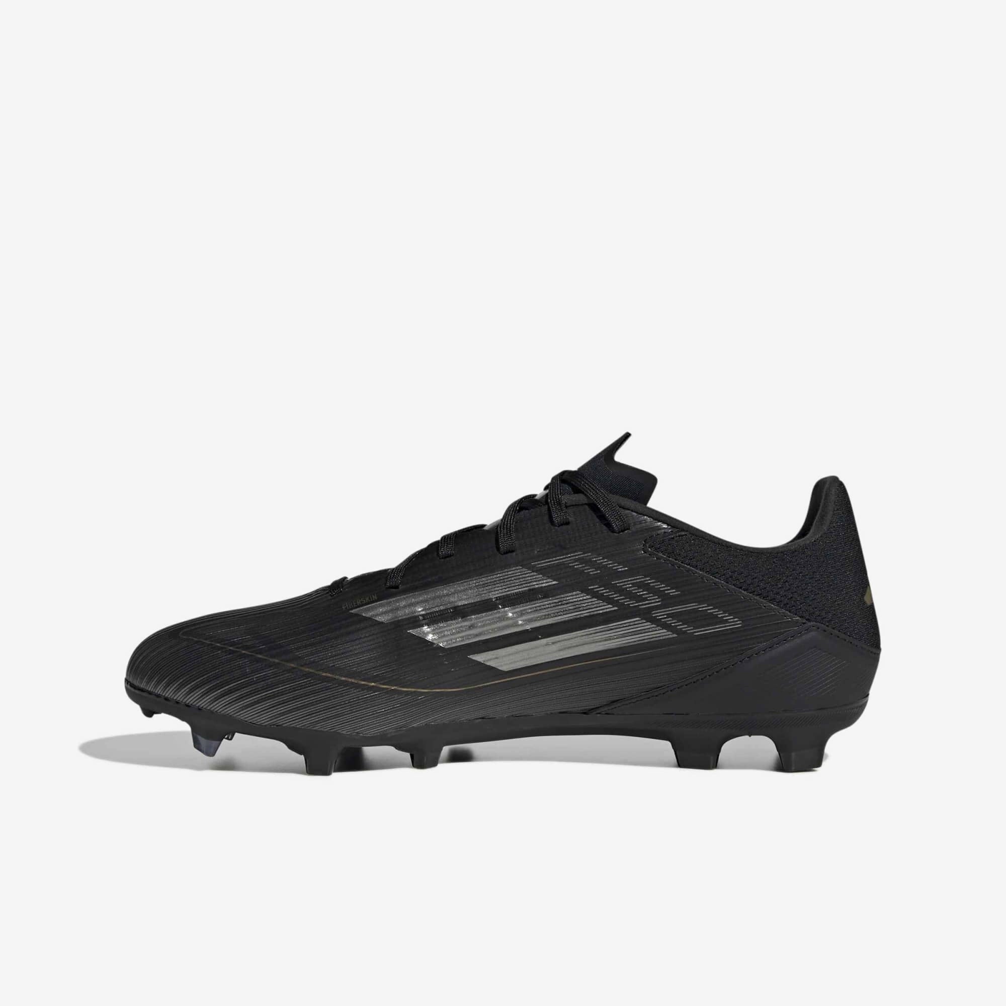 adidas F50 League Firm/Multi-Ground Low-Top Soccer Cleats - Core Black / Iron Metallic / Gold Metallic