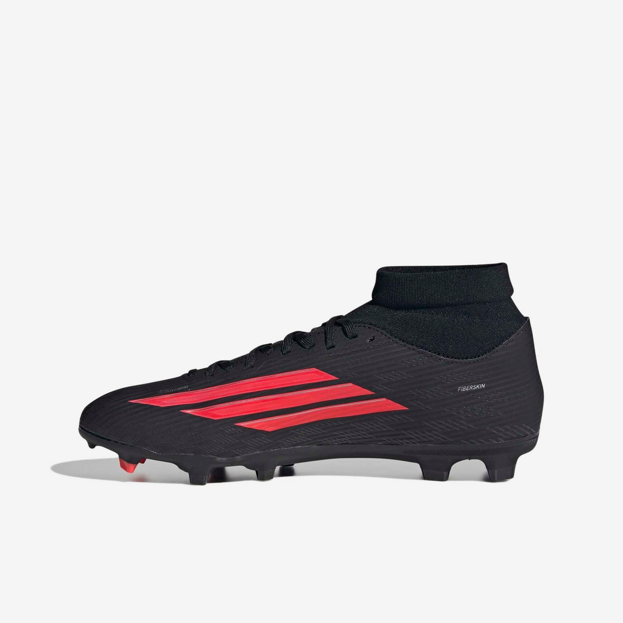 adidas F50 League Mid Cut Firm/Multi-Ground Soccer Cleats - Core Black / Lucid Red / Core Black