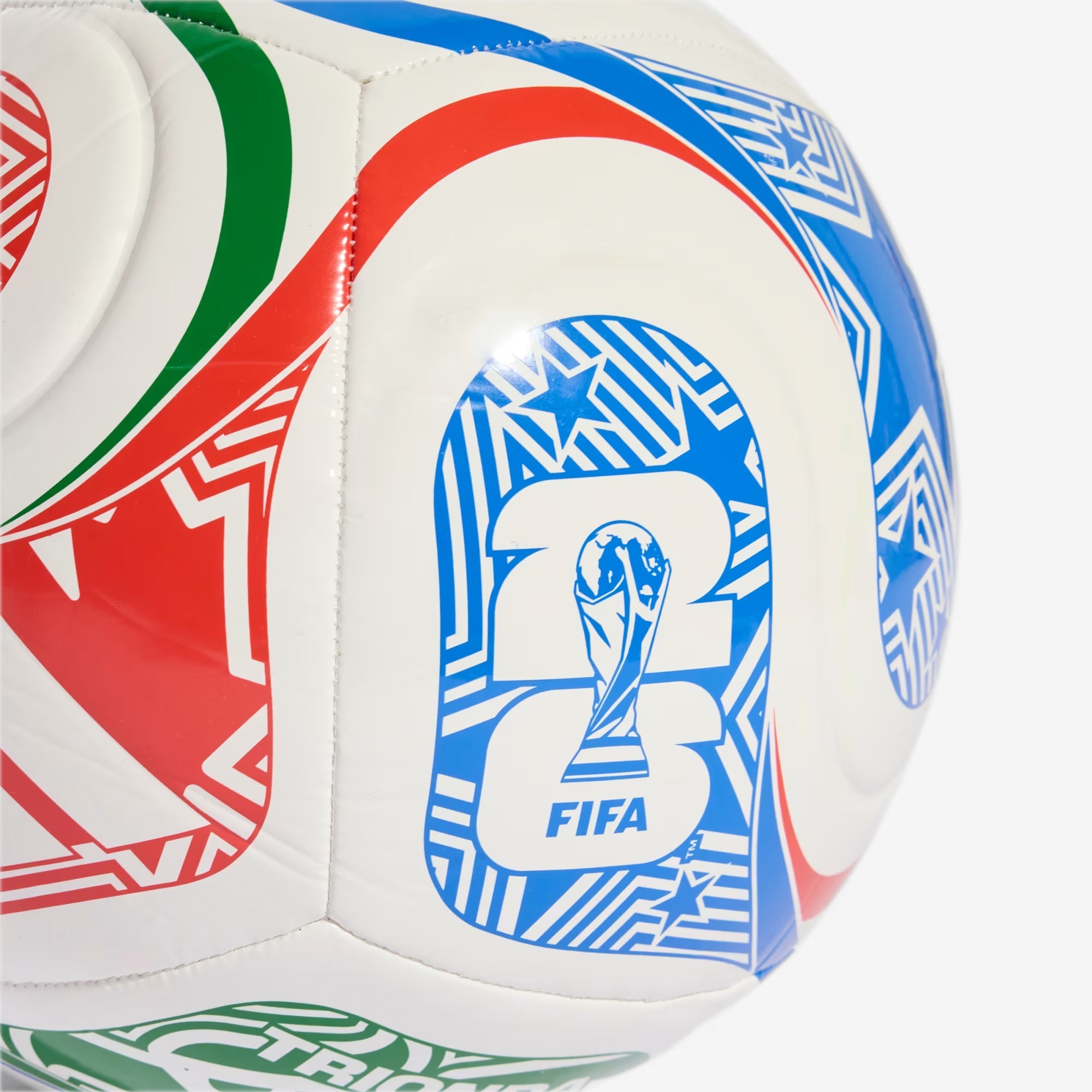 adidas FIFA World Cup 26™ Trionda Club Soccer Ball - White / Vivid Red / Glow Blue / Green