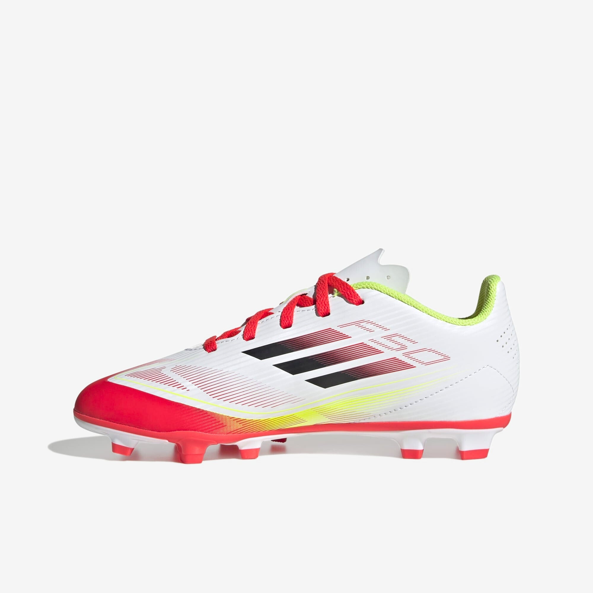 adidas Jr. F50 Club Little/Big Kids' FG/MG Low-Top Soccer Cleats - Cloud White / Core Black / Solar Yellow