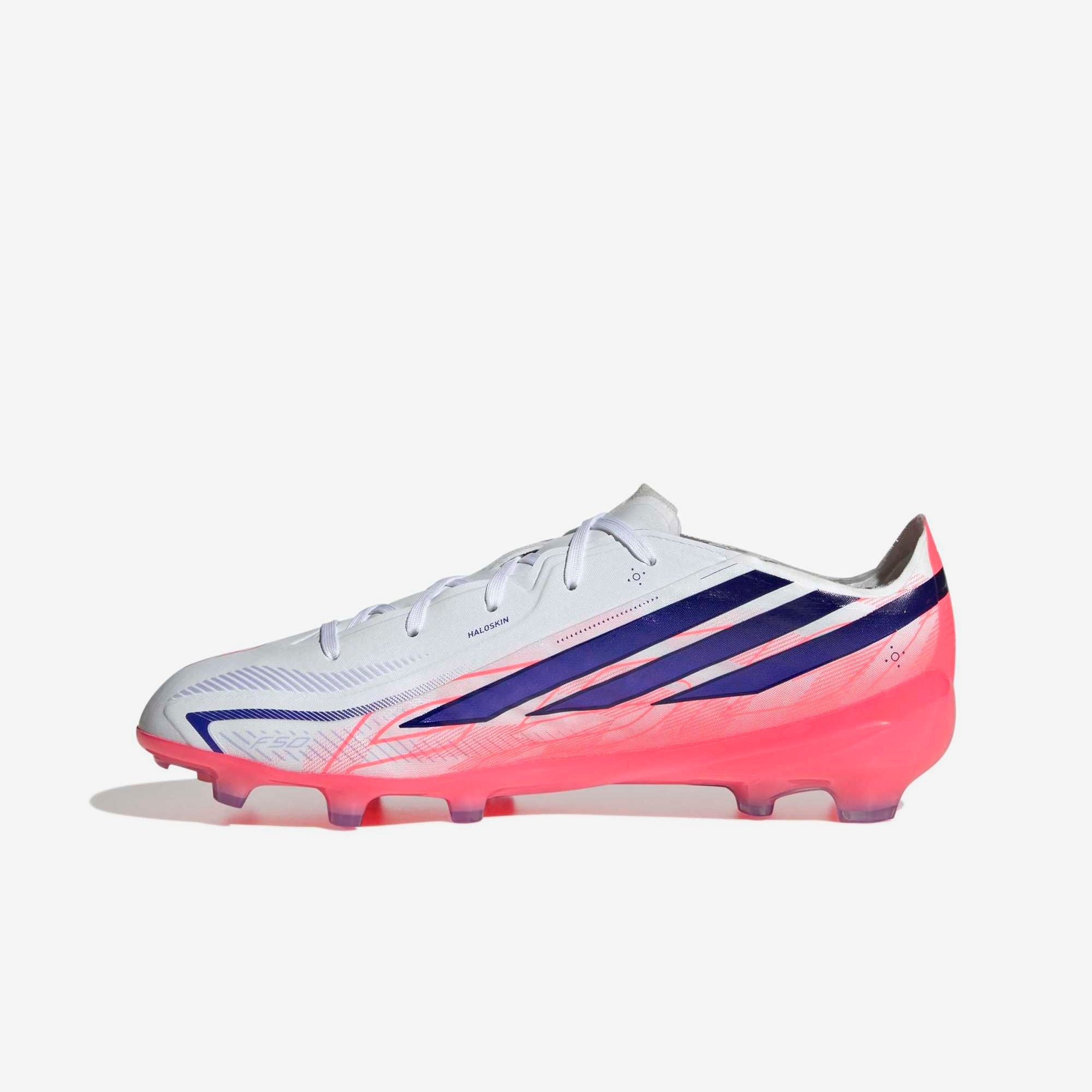 adidas Jr. F50 Hyperfast Elite Big Kids' Firm-Ground Low-Top Soccer Cleats - Ftwr White / Solar Purple / Solar Turbo