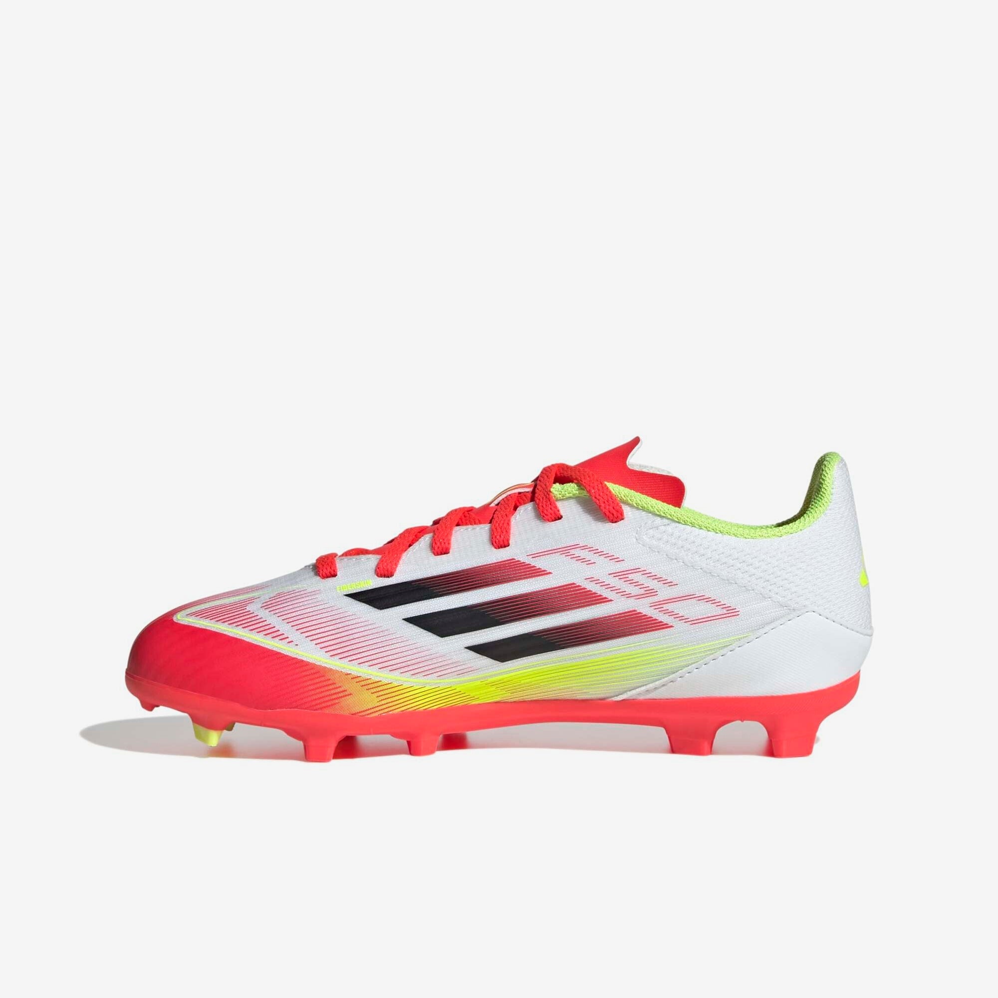 adidas Jr. F50 League Big Kids' Firm/Multi-Ground Low-Top Soccer Cleats - Cloud White / Core Black / Solar Yellow