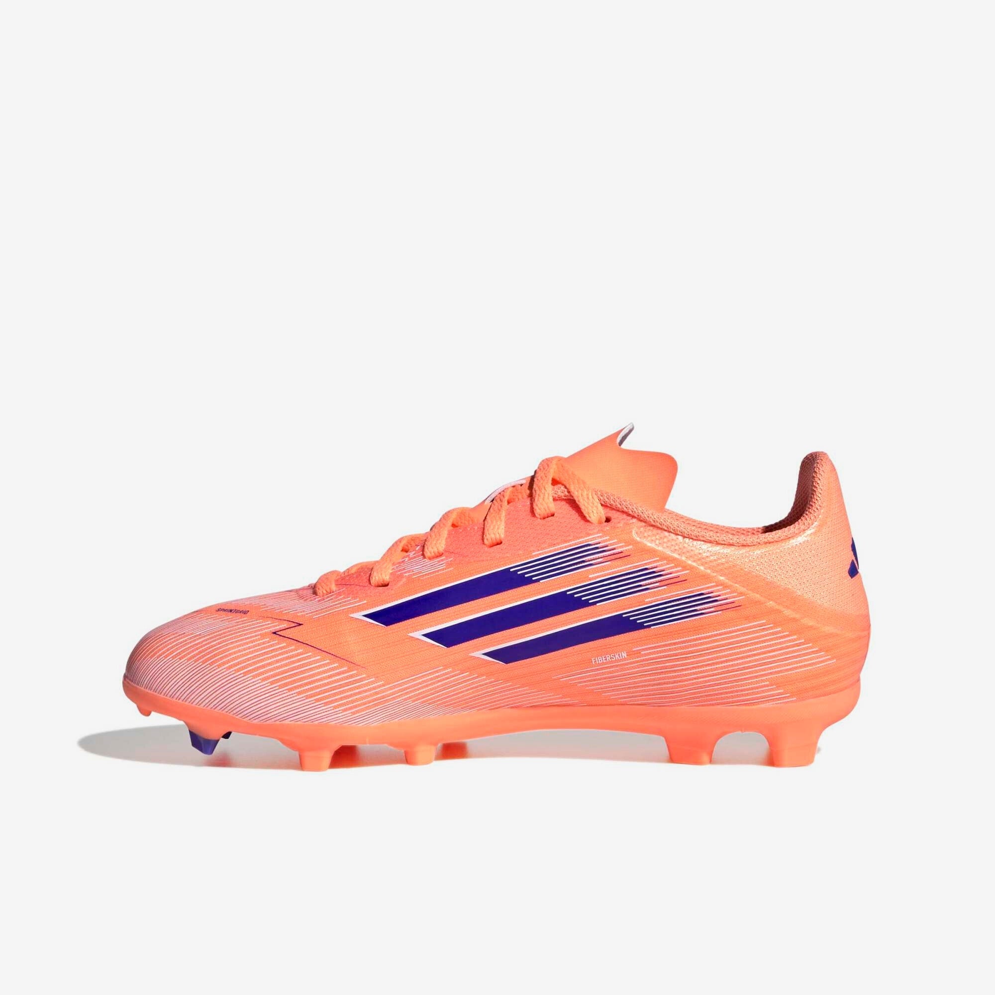 adidas Jr. F50 League Kids' Firm/Multi-Ground Low-Top Soccer Cleats - Beam Orange / Lucid Blue / Cloud White