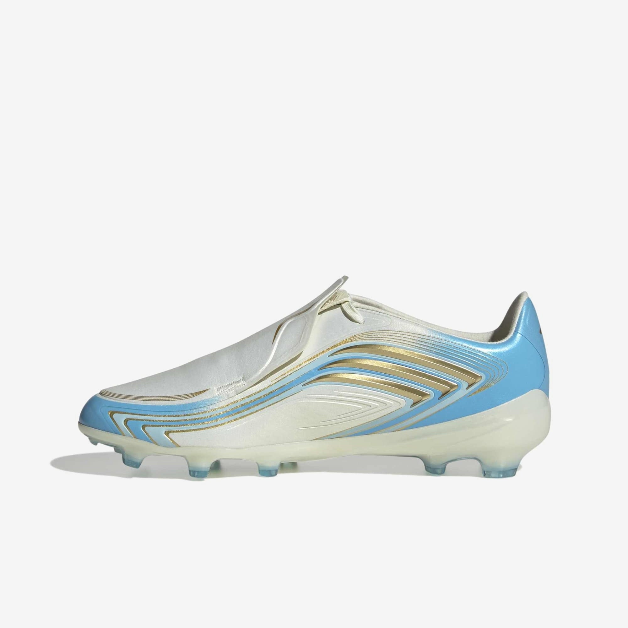 adidas Jr. F50 Messi Elite Big Kids' Firm-Ground Low-Top Soccer Cleats - Ivory / Semi Blue Burst / Icey Blue